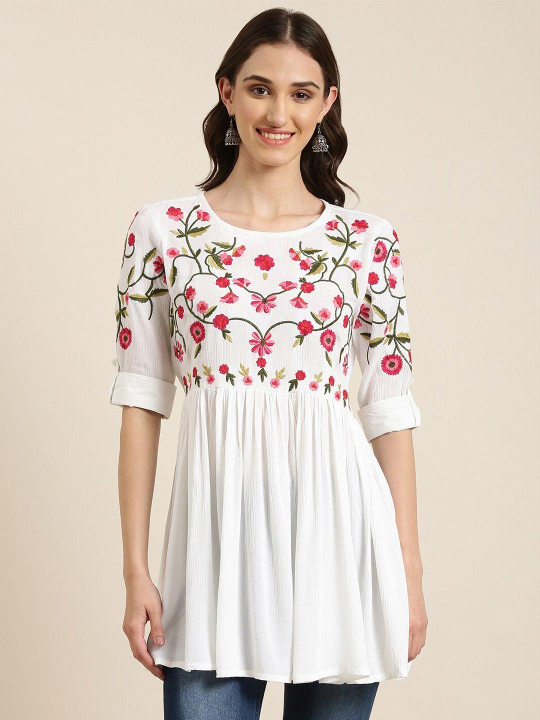 showoff floral embroidered empire kurti