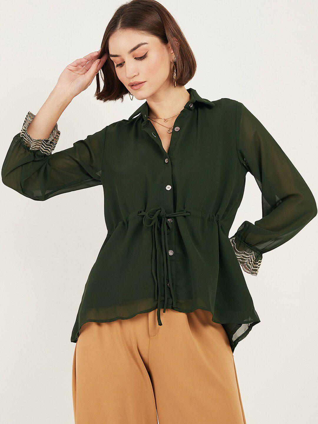 dressberry waist tie-up georgette shirt style top