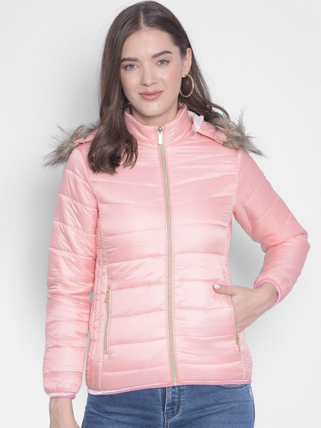 crimsoune club pink detachable hooded padded jacket