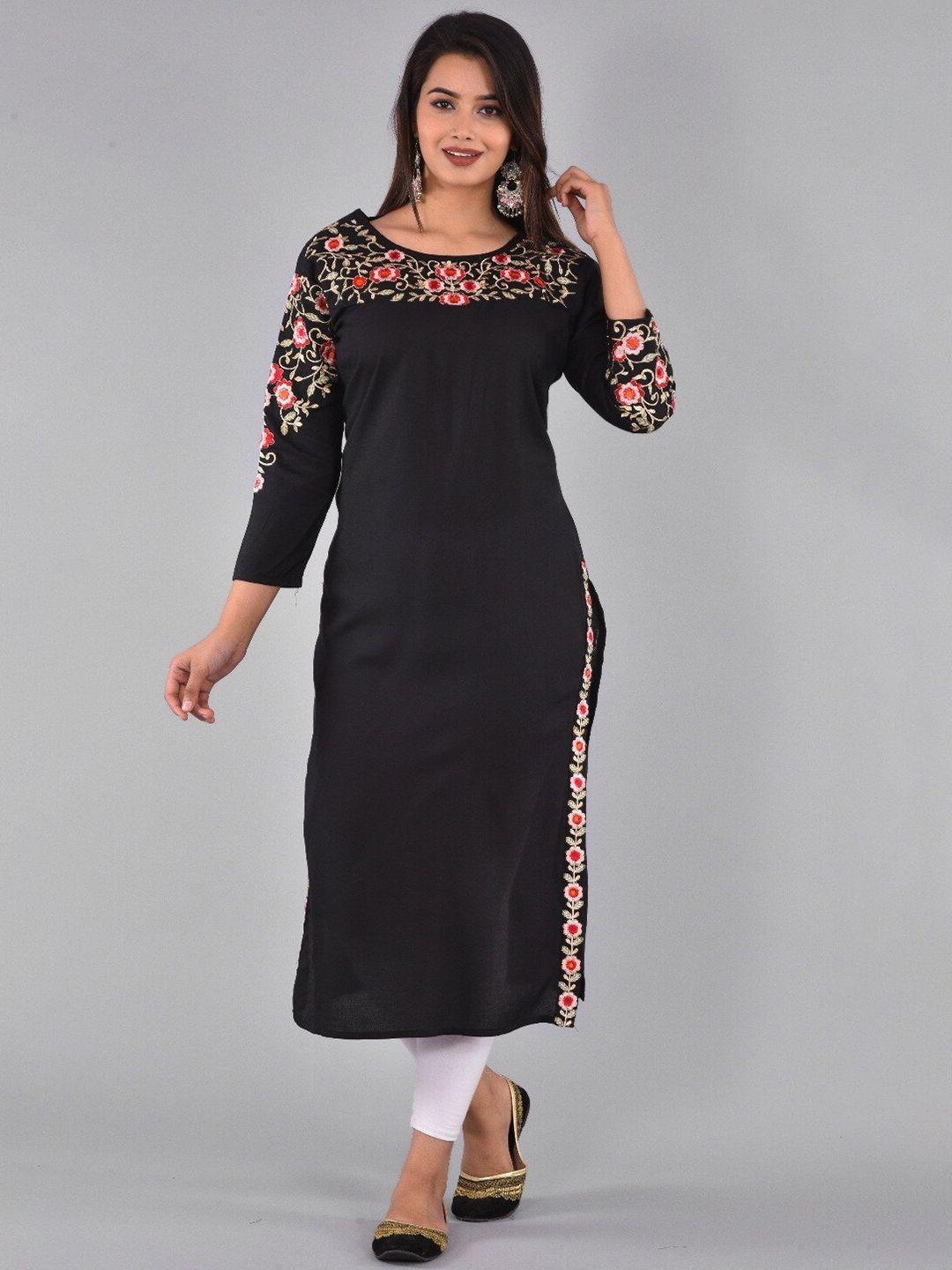 kalini ethnic motifs embroidered straight kurta