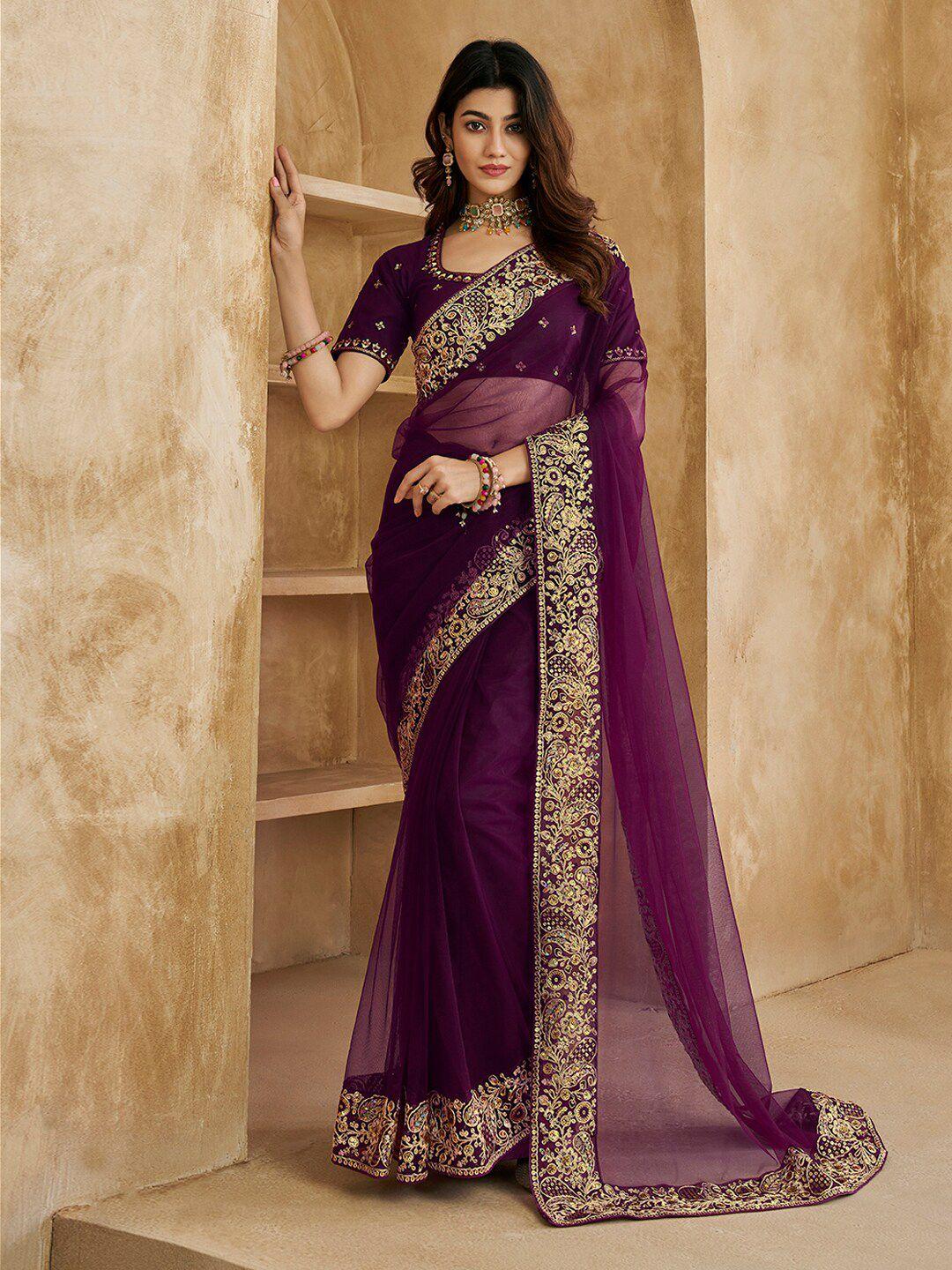 inddus embroidered detailed net saree