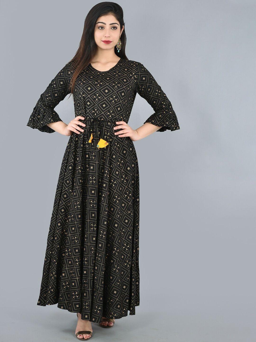 kalini geometric printed waist tied anarkali maxi ethnic dress