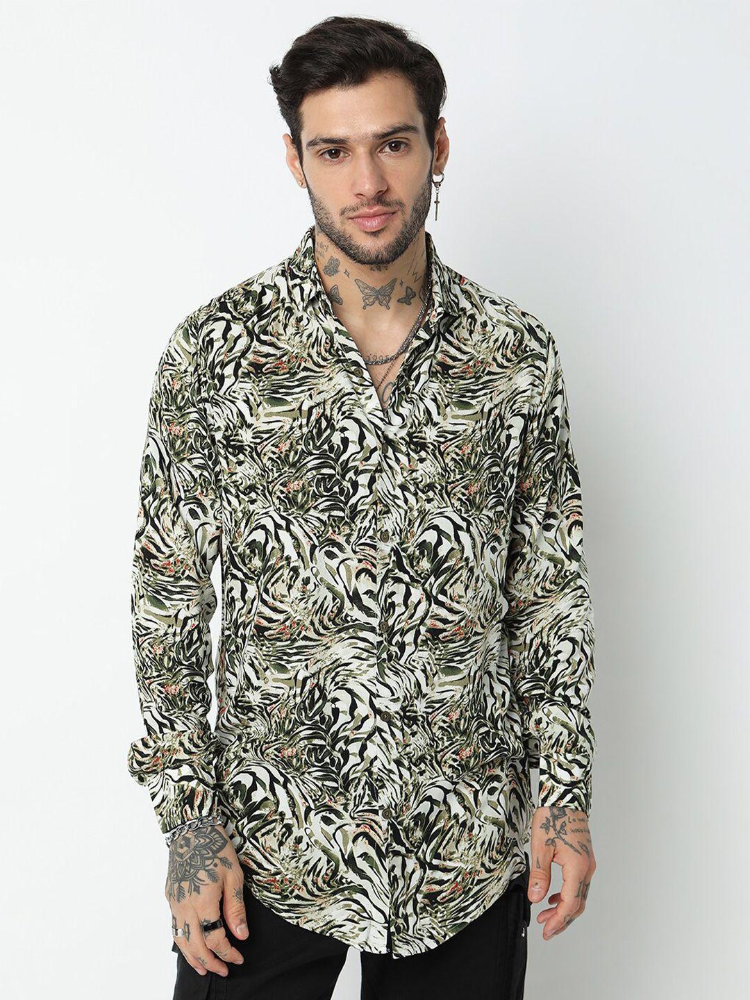 7shores men multicoloured classic animal opaque printed casual shirt