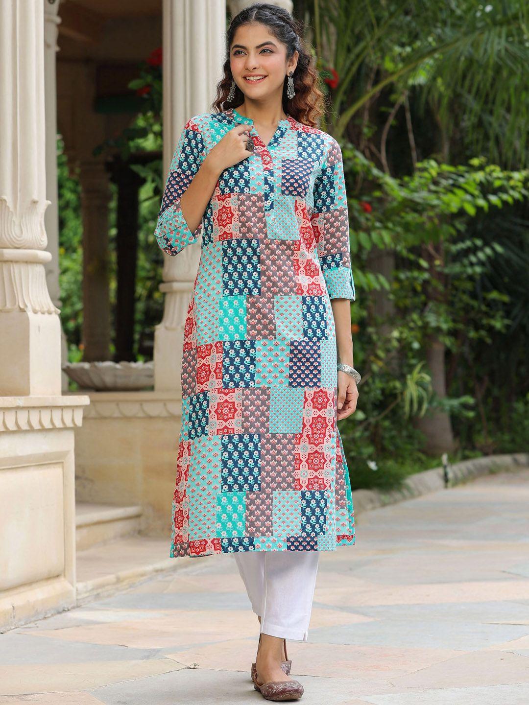 rain & rainbow floral printed pure cotton kurta