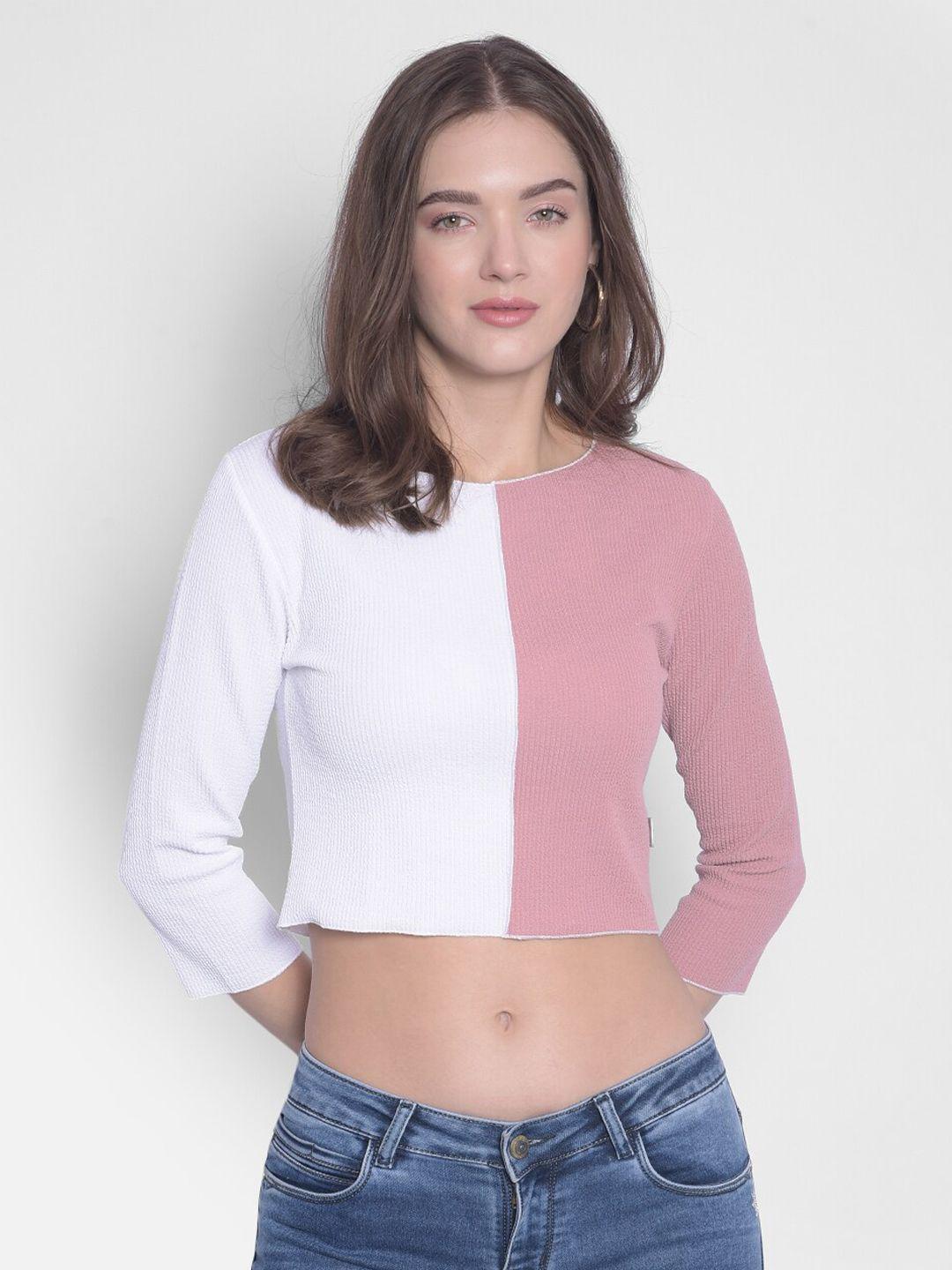 crimsoune club coloublocked crop t-shirt