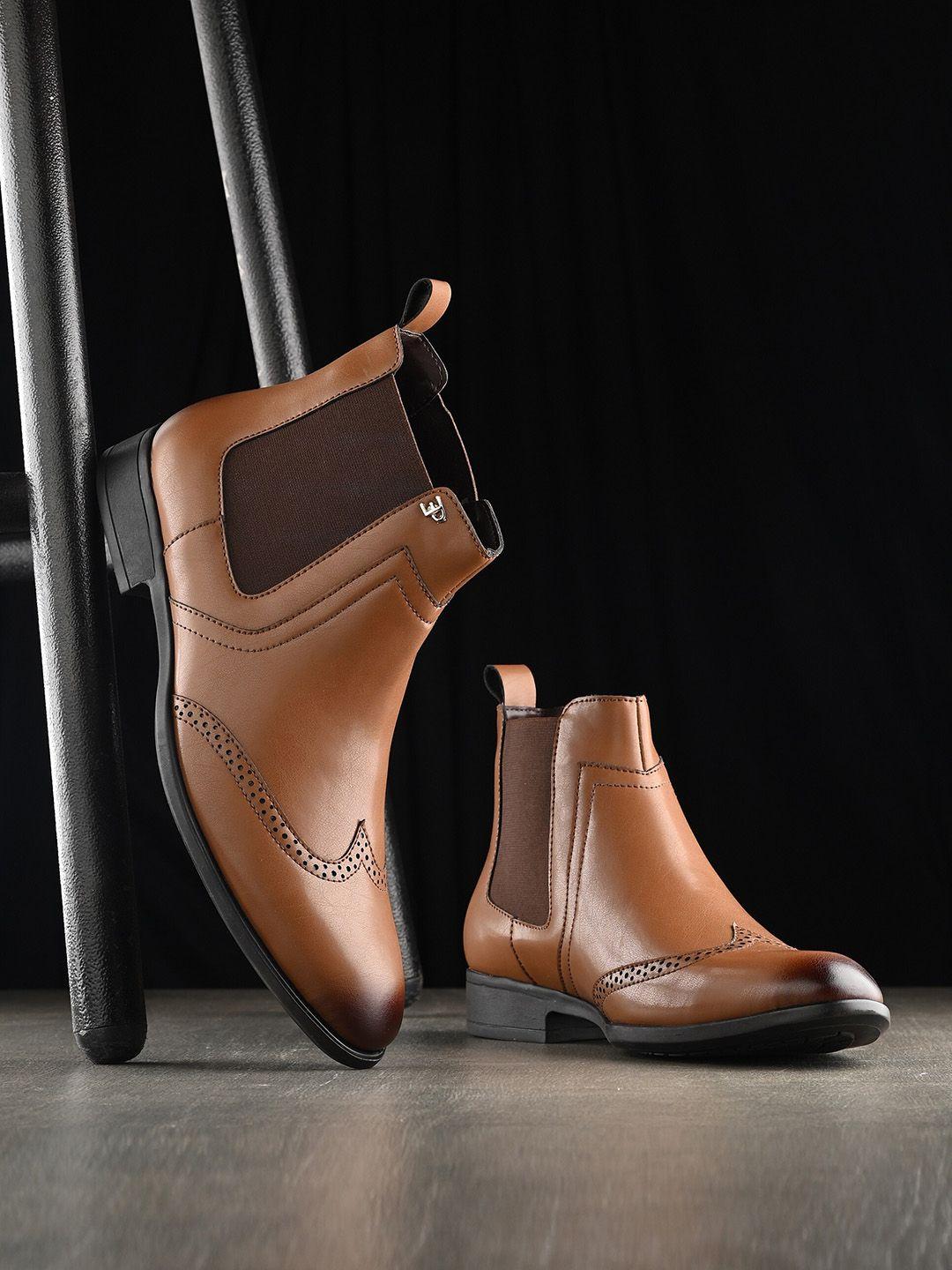 el paso men perforated mid-top chelsea boots