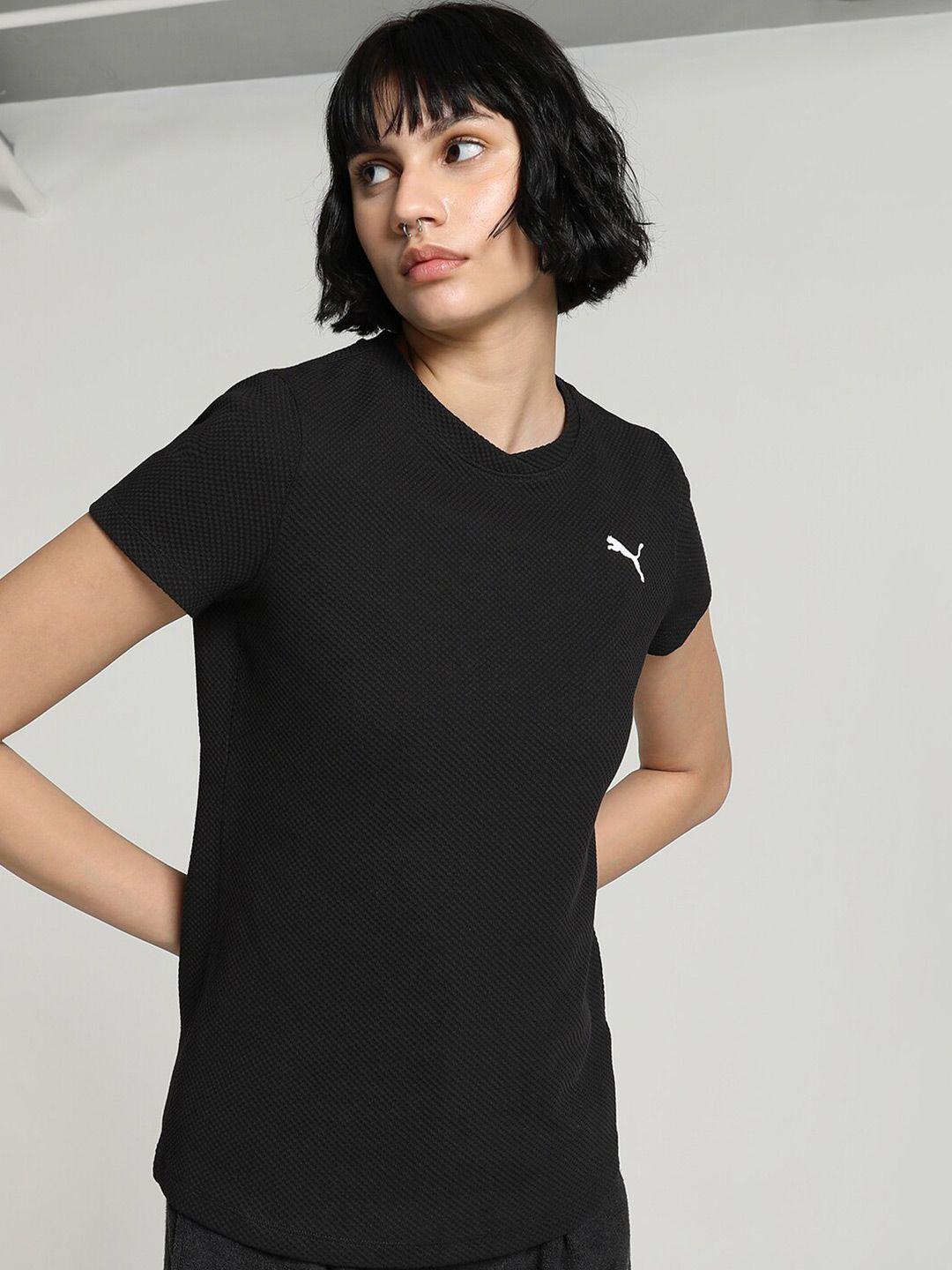 puma her brand logo detail structured cotton t-shirt