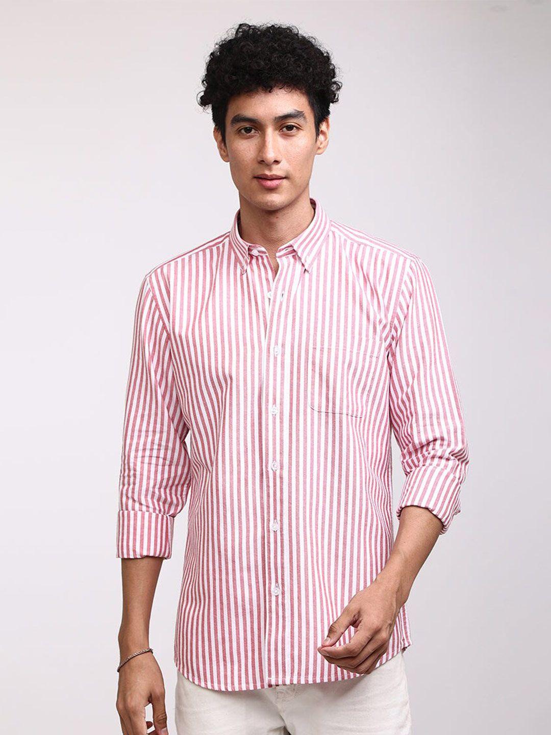 snitch pink striped classic cotton casual shirt