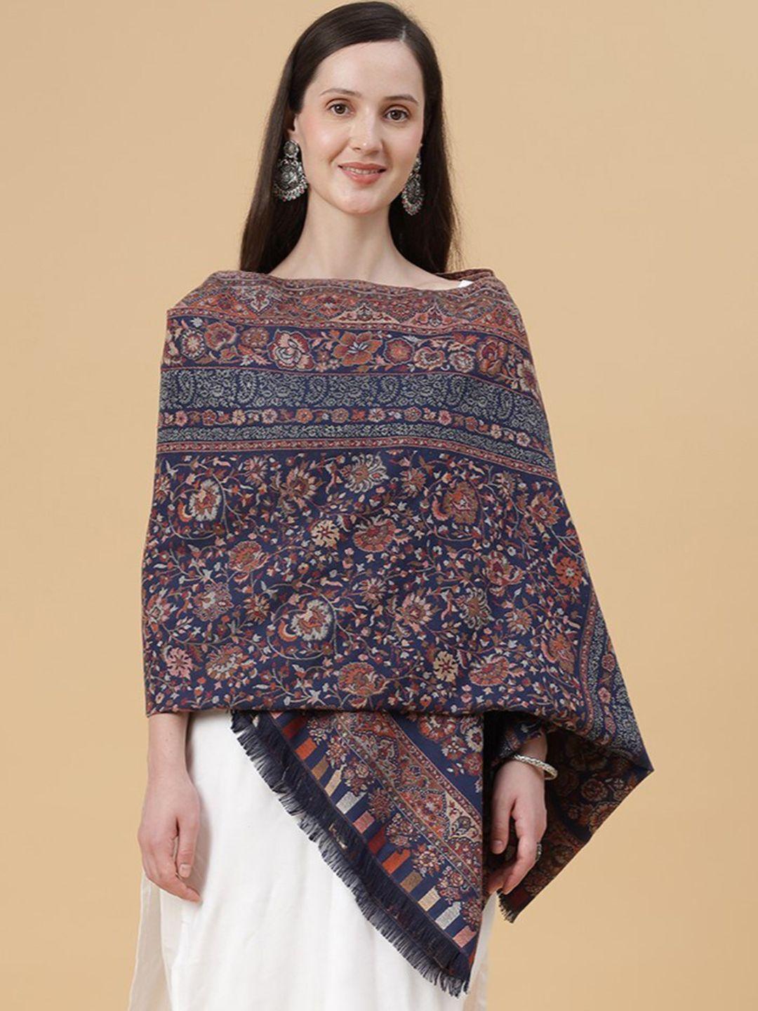 zamour floral woven-design shawl