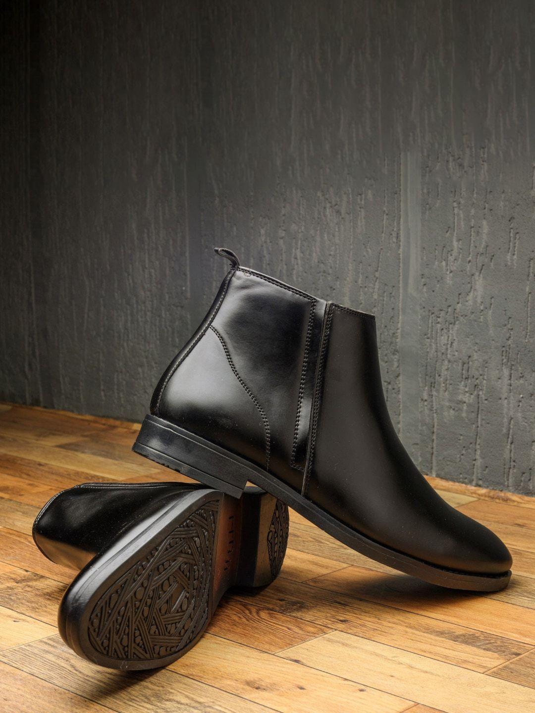 shozania men mid top leather chelsea boots