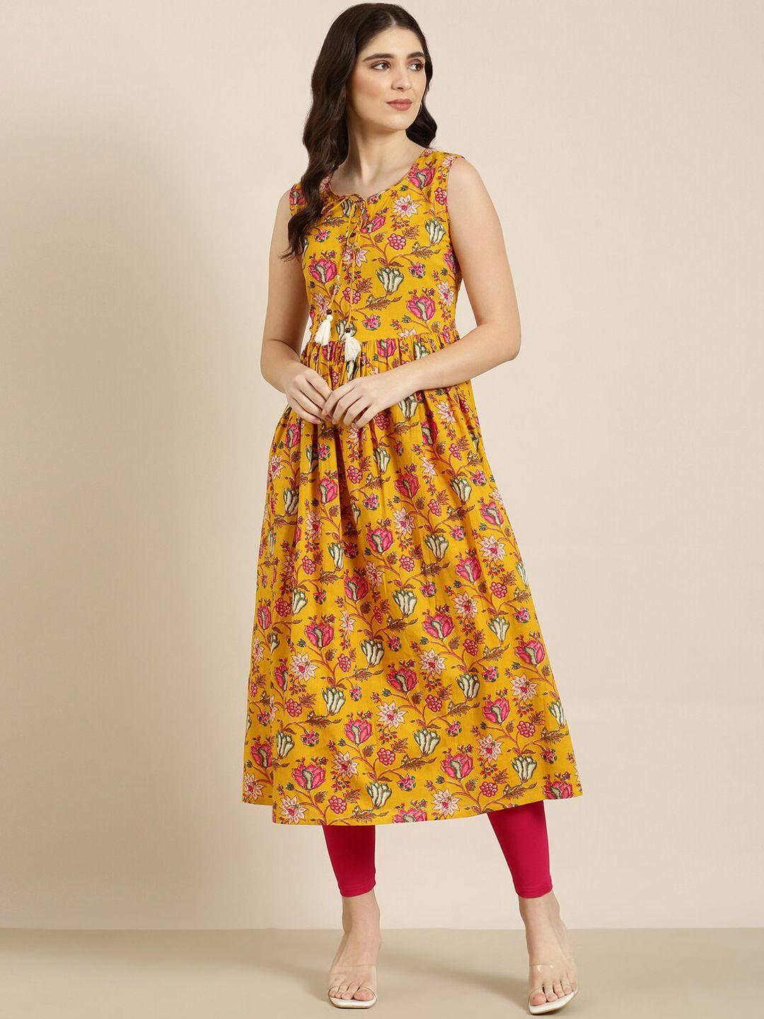 showoff floral printed pure cotton anarkali kurta