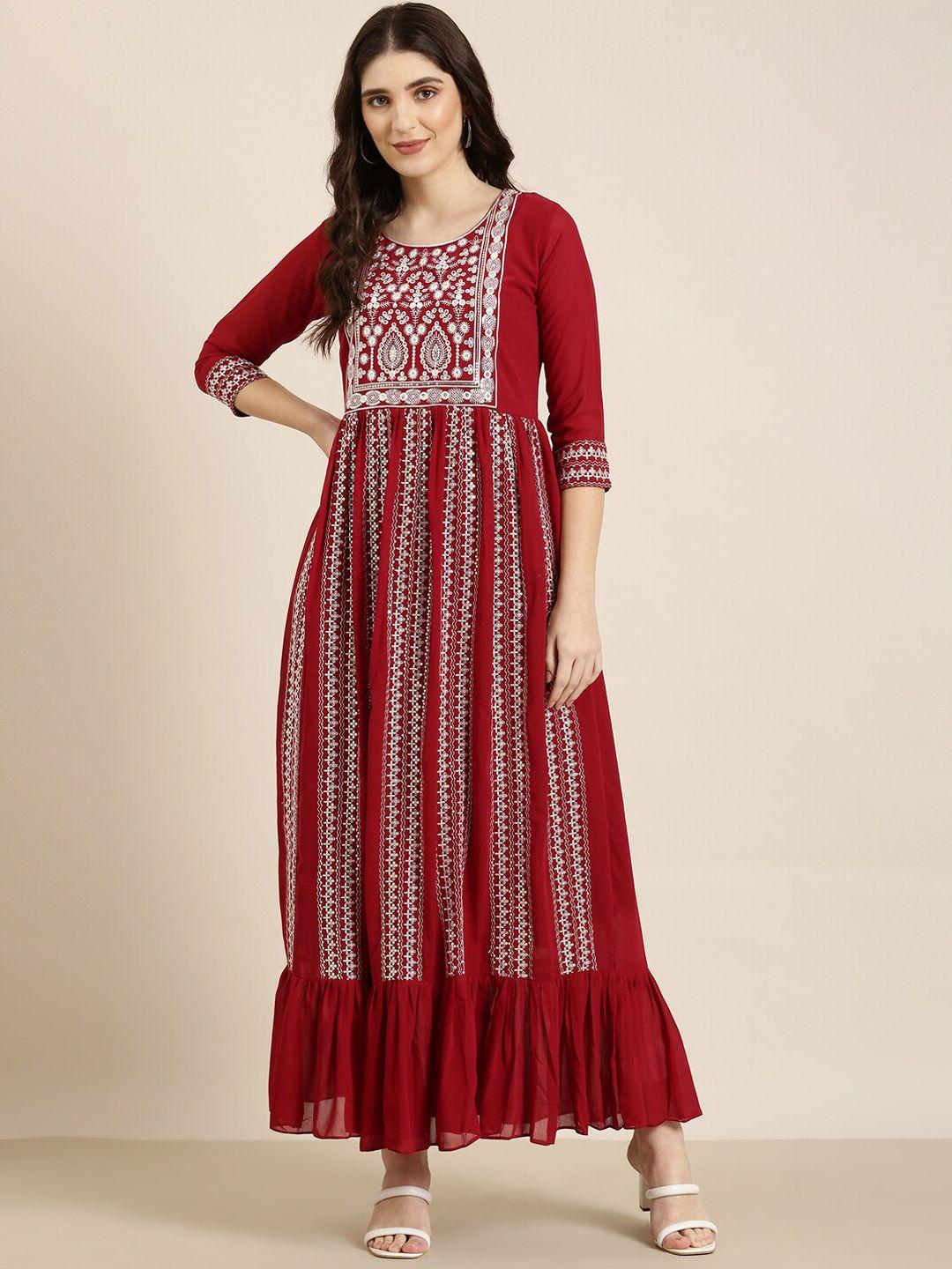 showoff ethnic motif printed a-line maxi dress