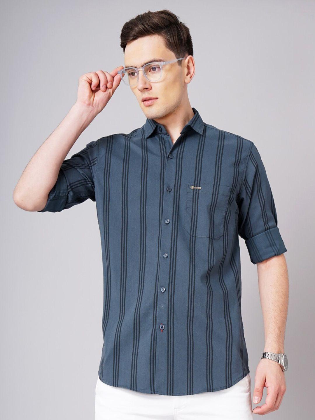 paul street standard striped slim fit opaque casual shirt