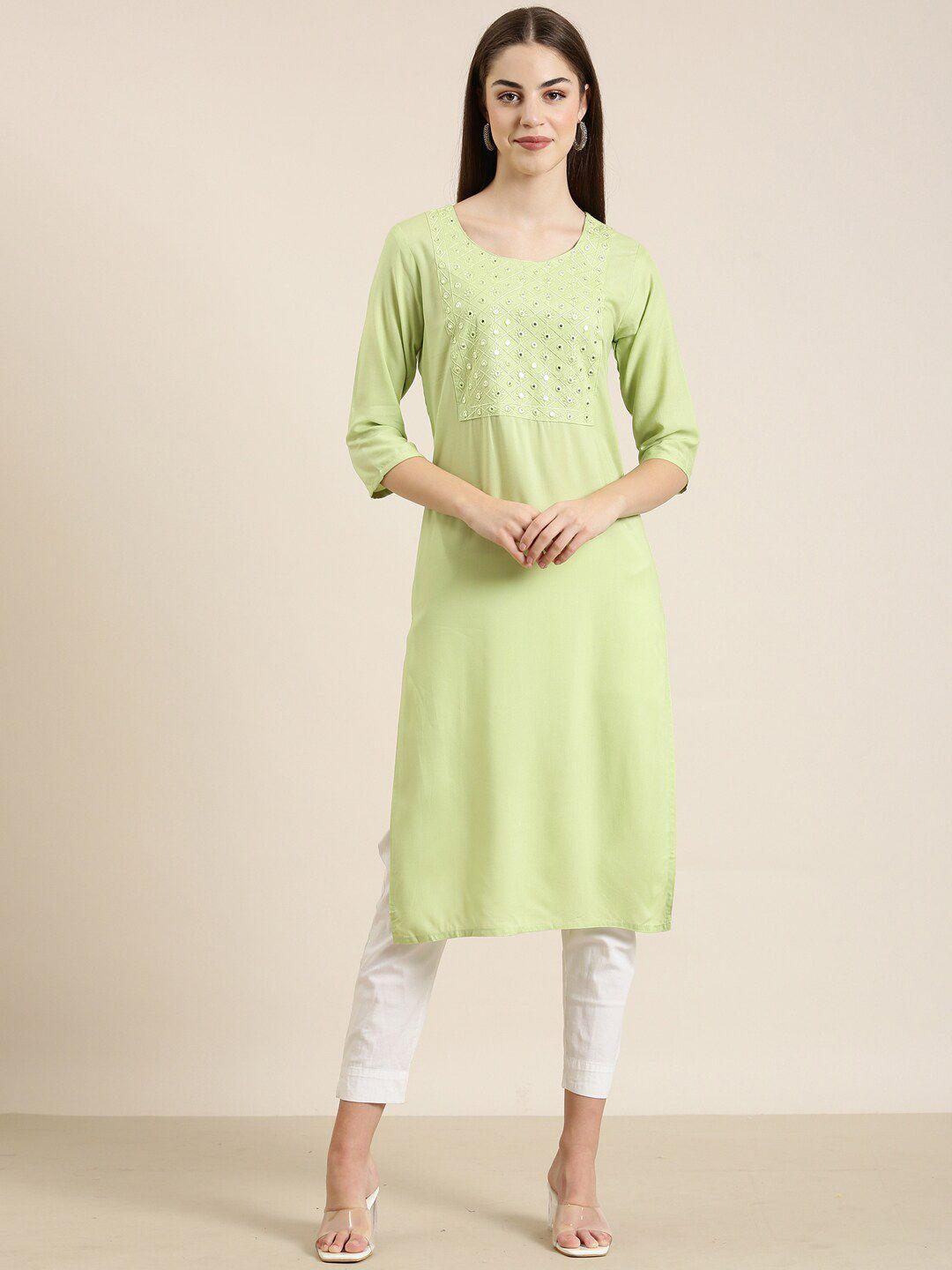 showoff geometric embroidered straight kurta