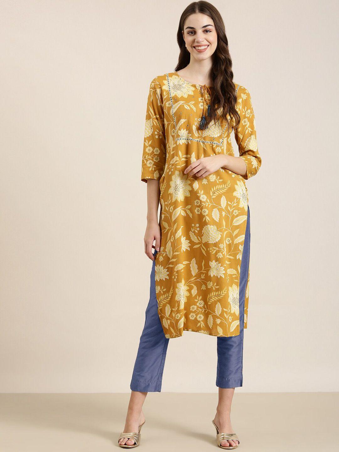 showoff floral printed gotta pati kurta