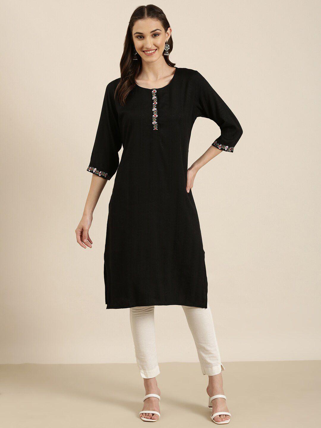 showoff striped thread work straight kurta