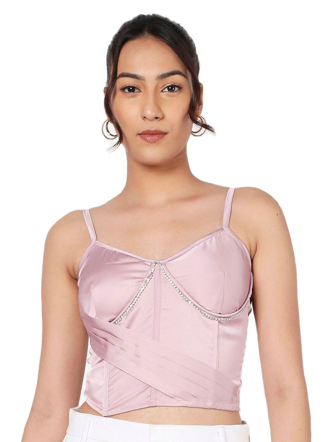 liyokki shoulder straps satin crop top