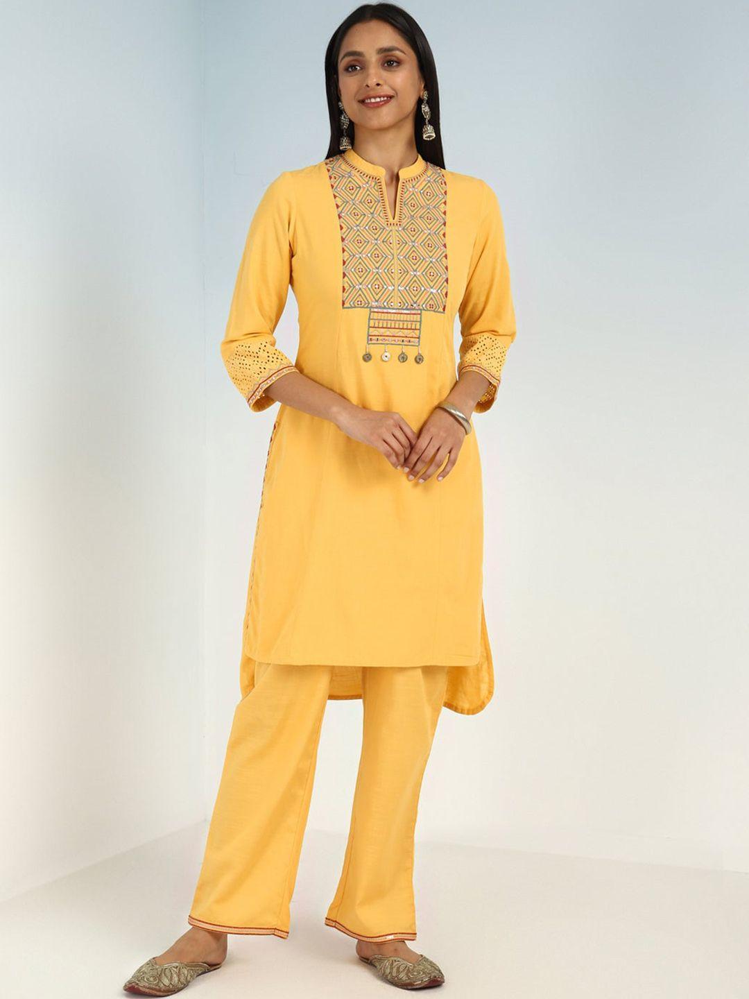 lakshita geometric embroidered thread work kurta