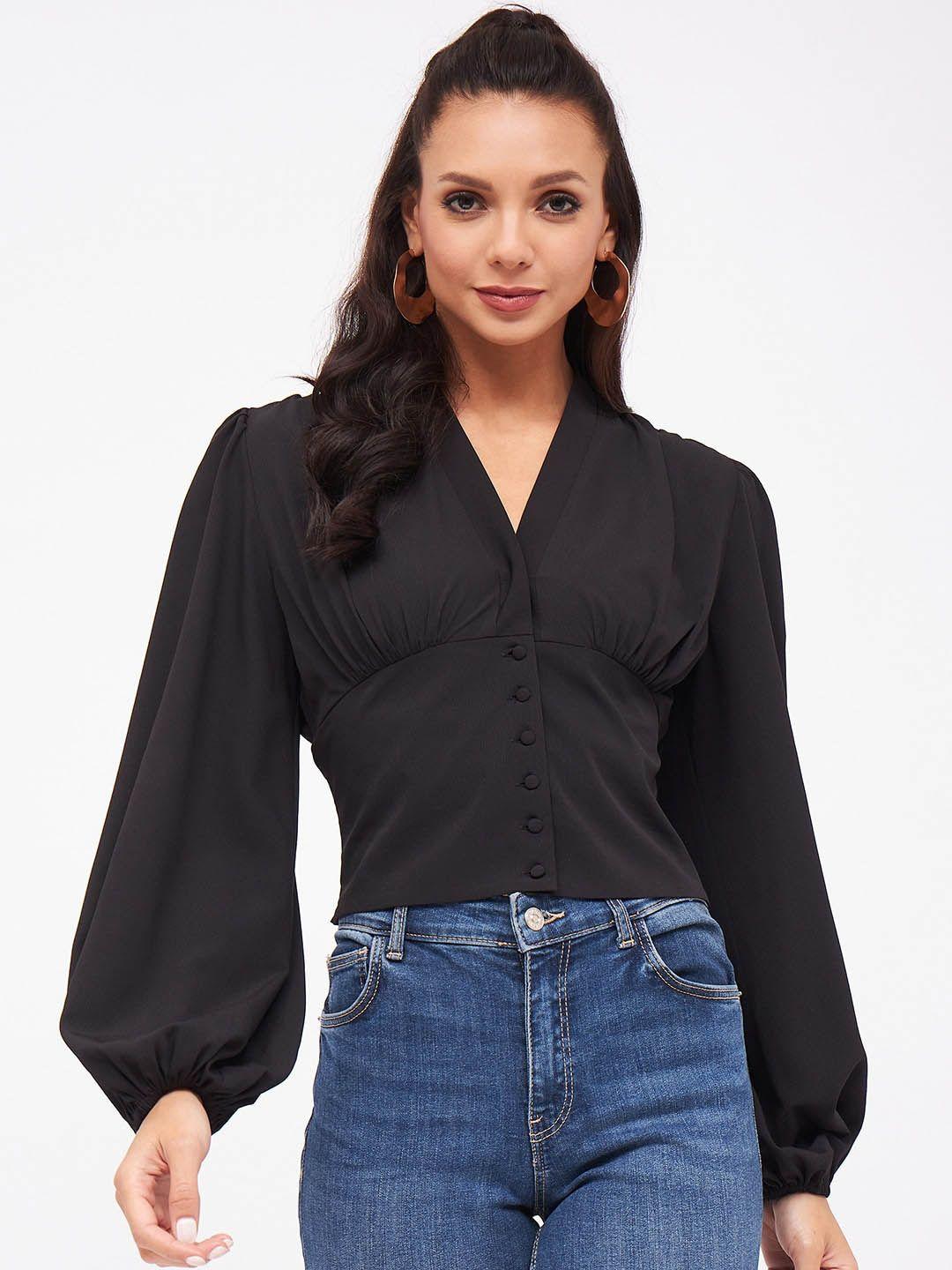 harpa puffed sleeves crop empire top