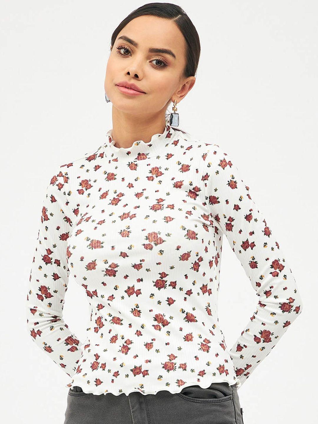 harpa floral printed high neck fitted top