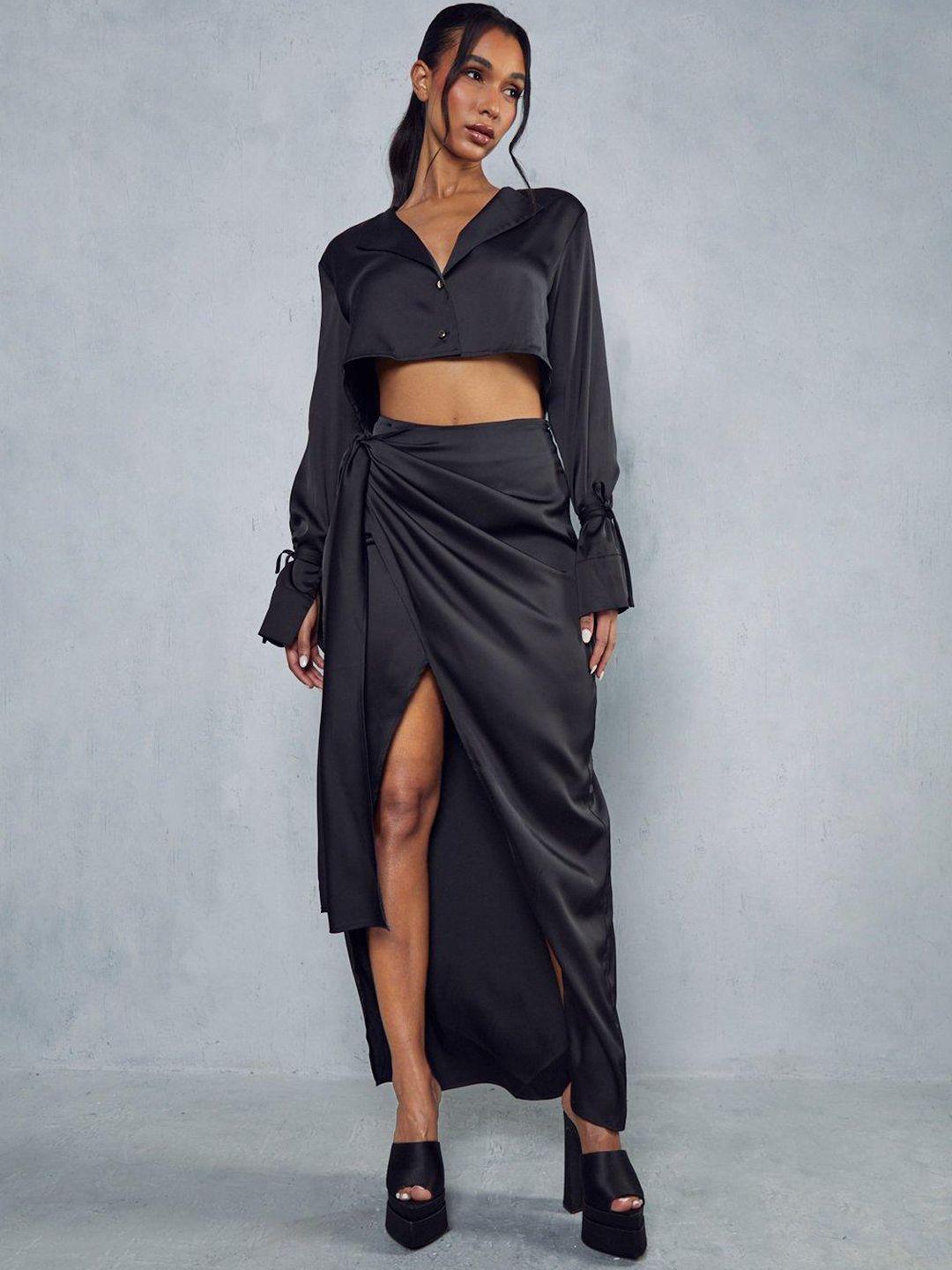 misspap shirt style crop top with skirt