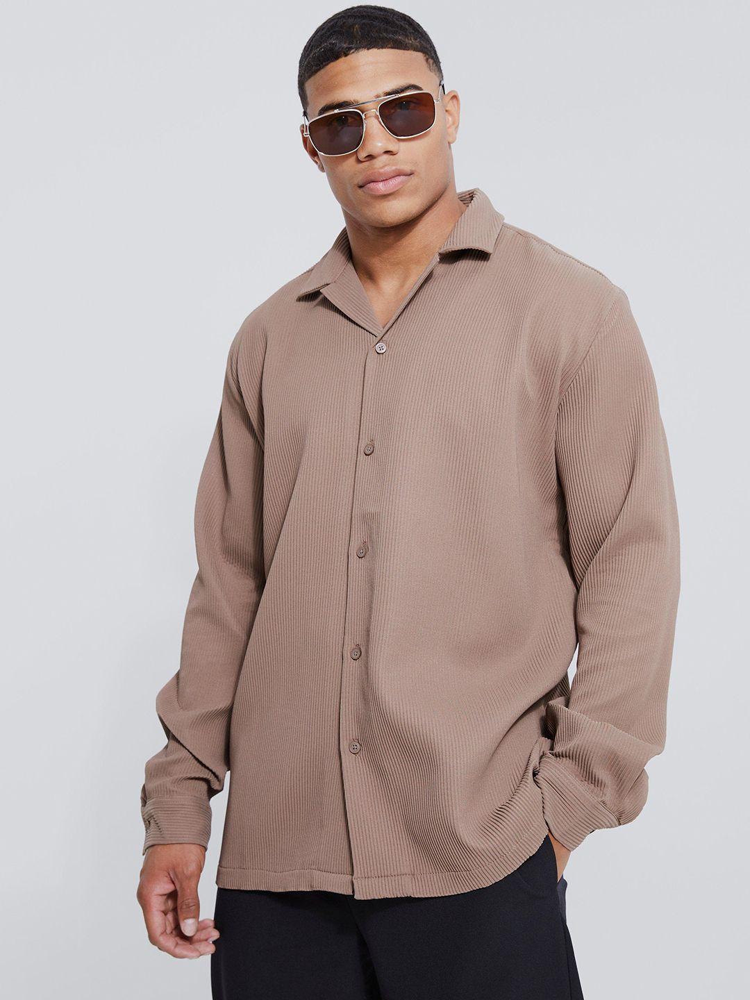 boohooman oversized fit pleated casual shirt