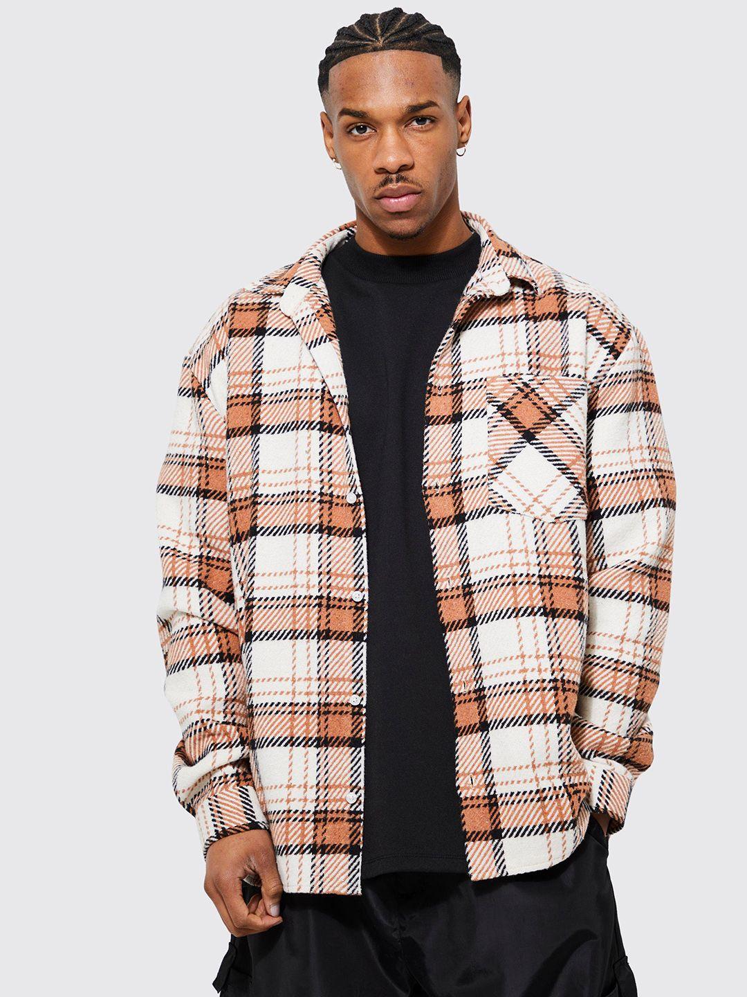 boohooman oversized tartan checks casual shacket