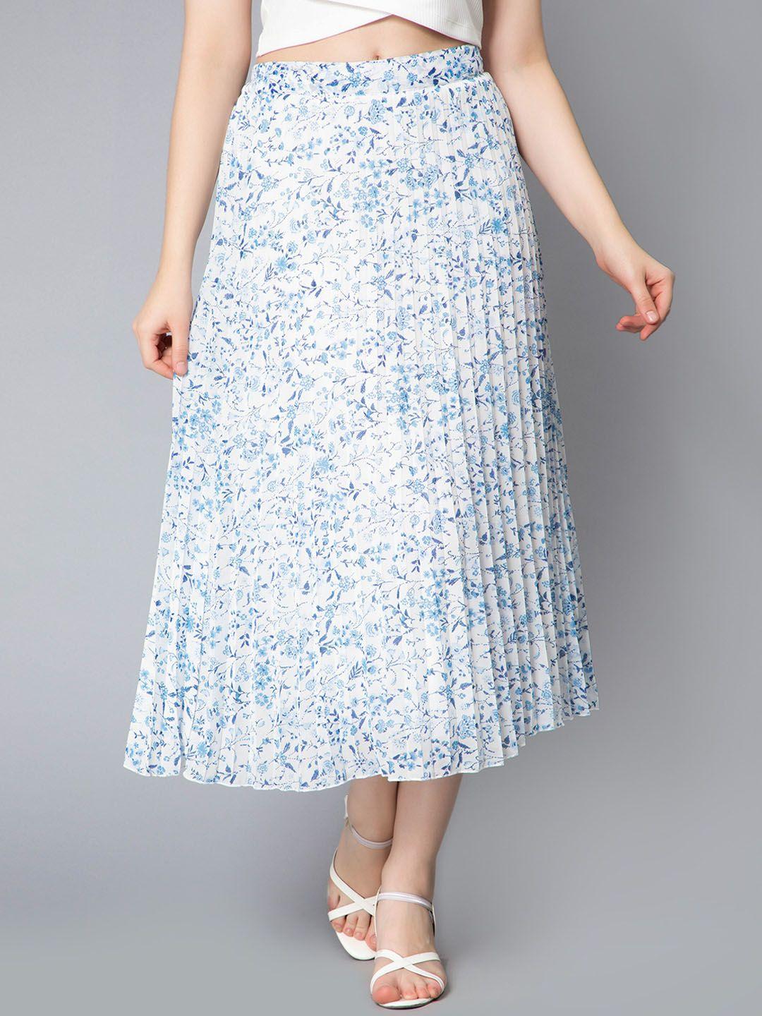 nuevosdamas floral printed accordion pleats georgette a-line midi skirt