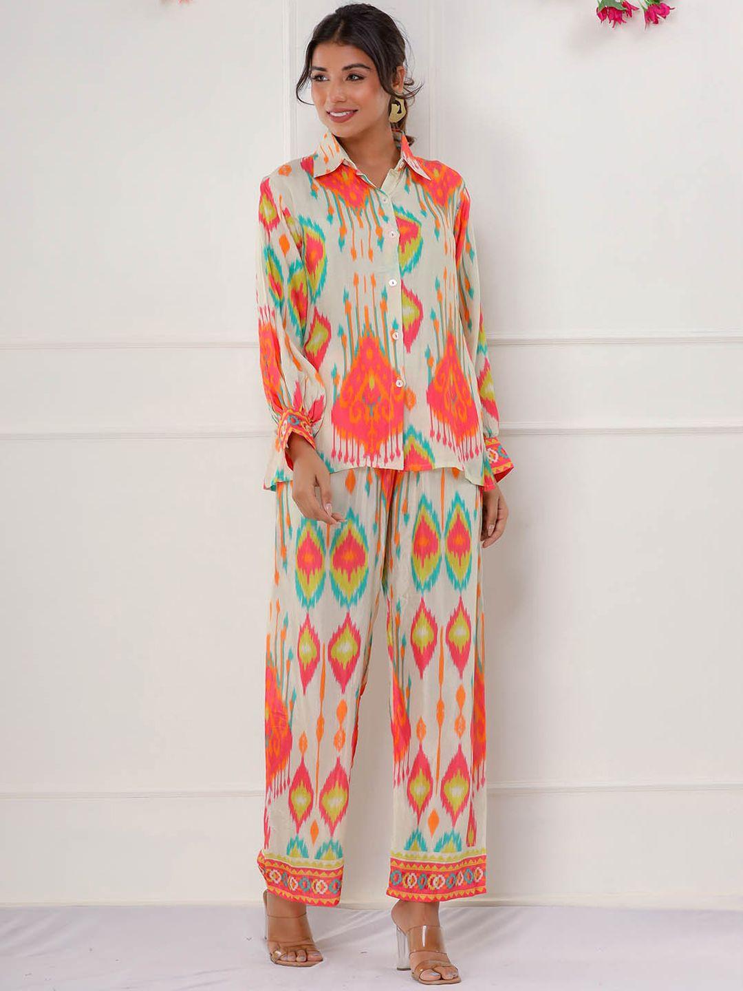 meena bazaar ethnic motifs printed shirt and trousers