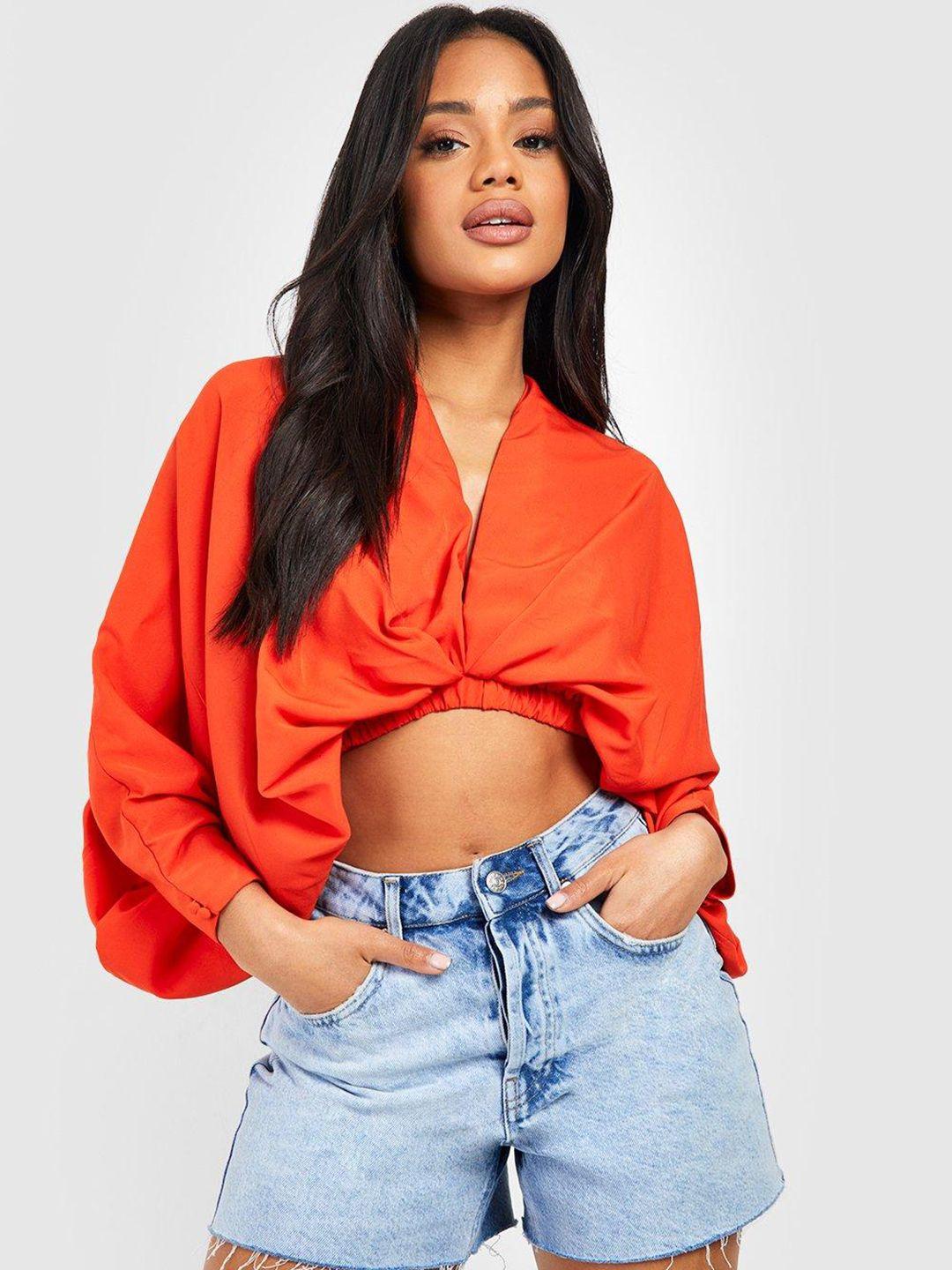 boohoo batwing sleeve crop top