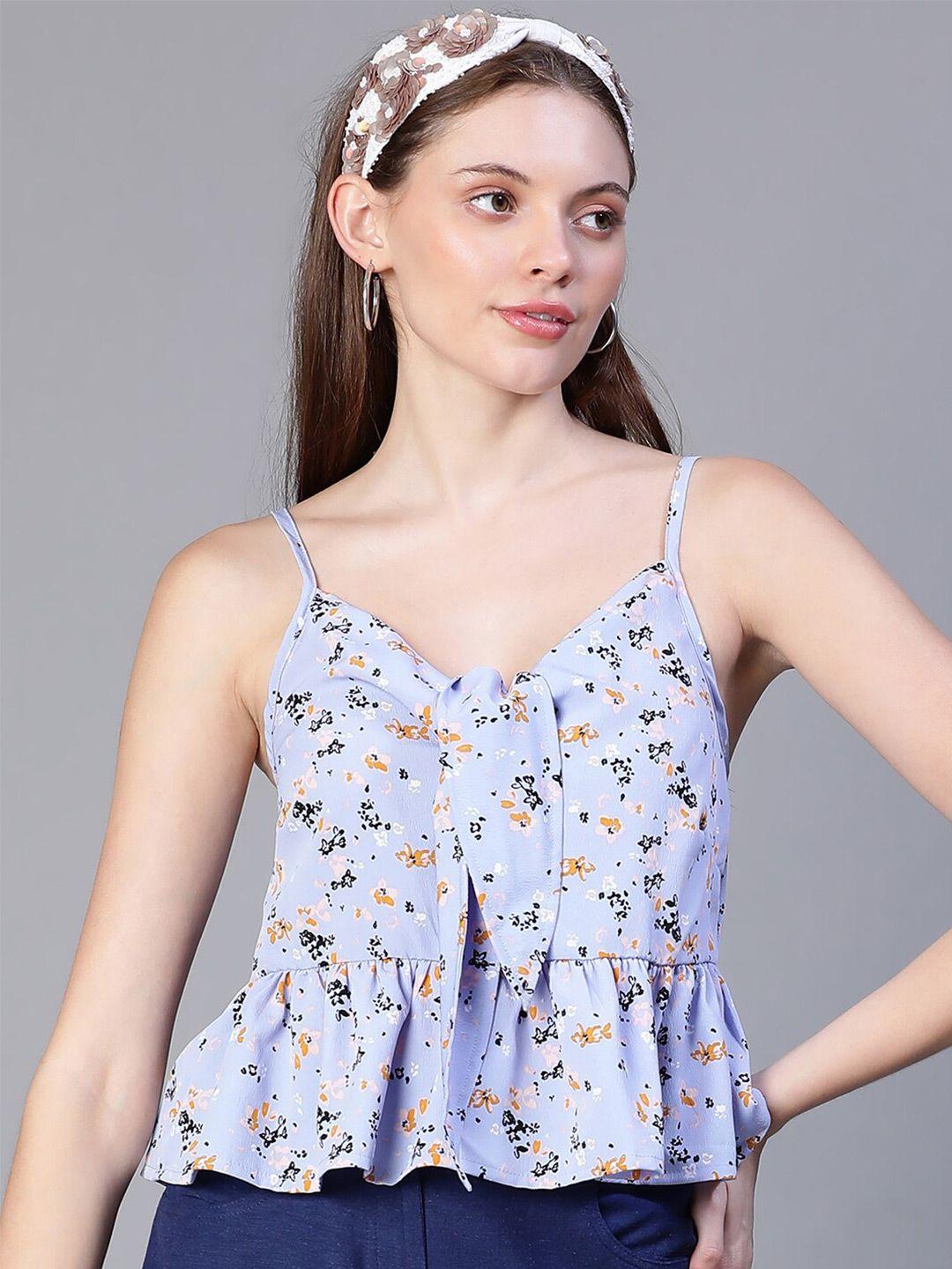 oxolloxo floral printed shoulder strap peplum top