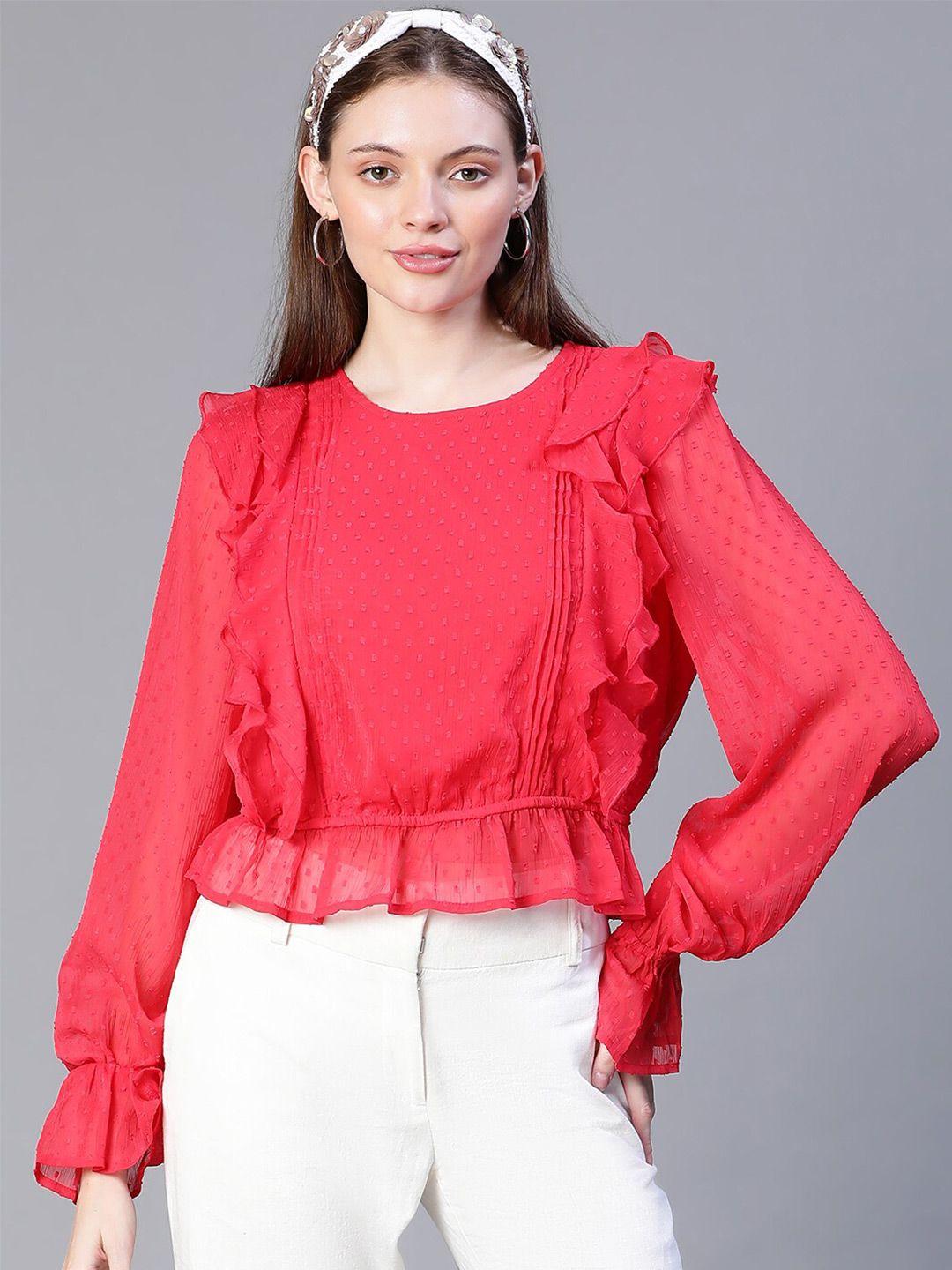 oxolloxo self designed cuffed sleeves ruffles top