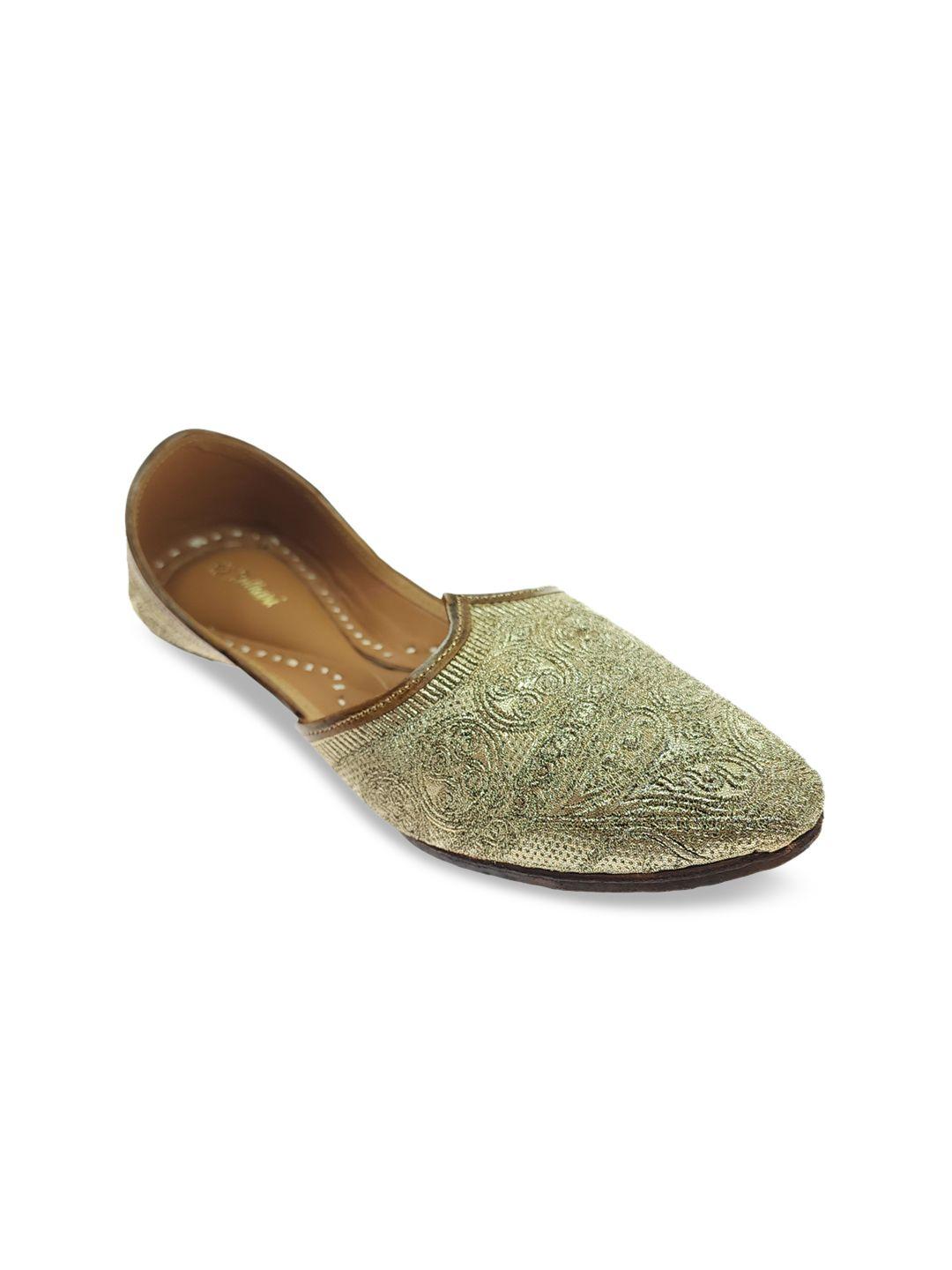 fulkari men tan embellished ethnic mojaris flats