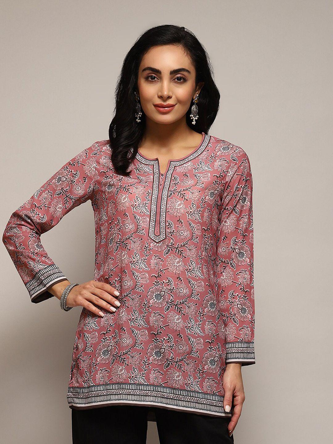 biba floral printed notched neck kurti