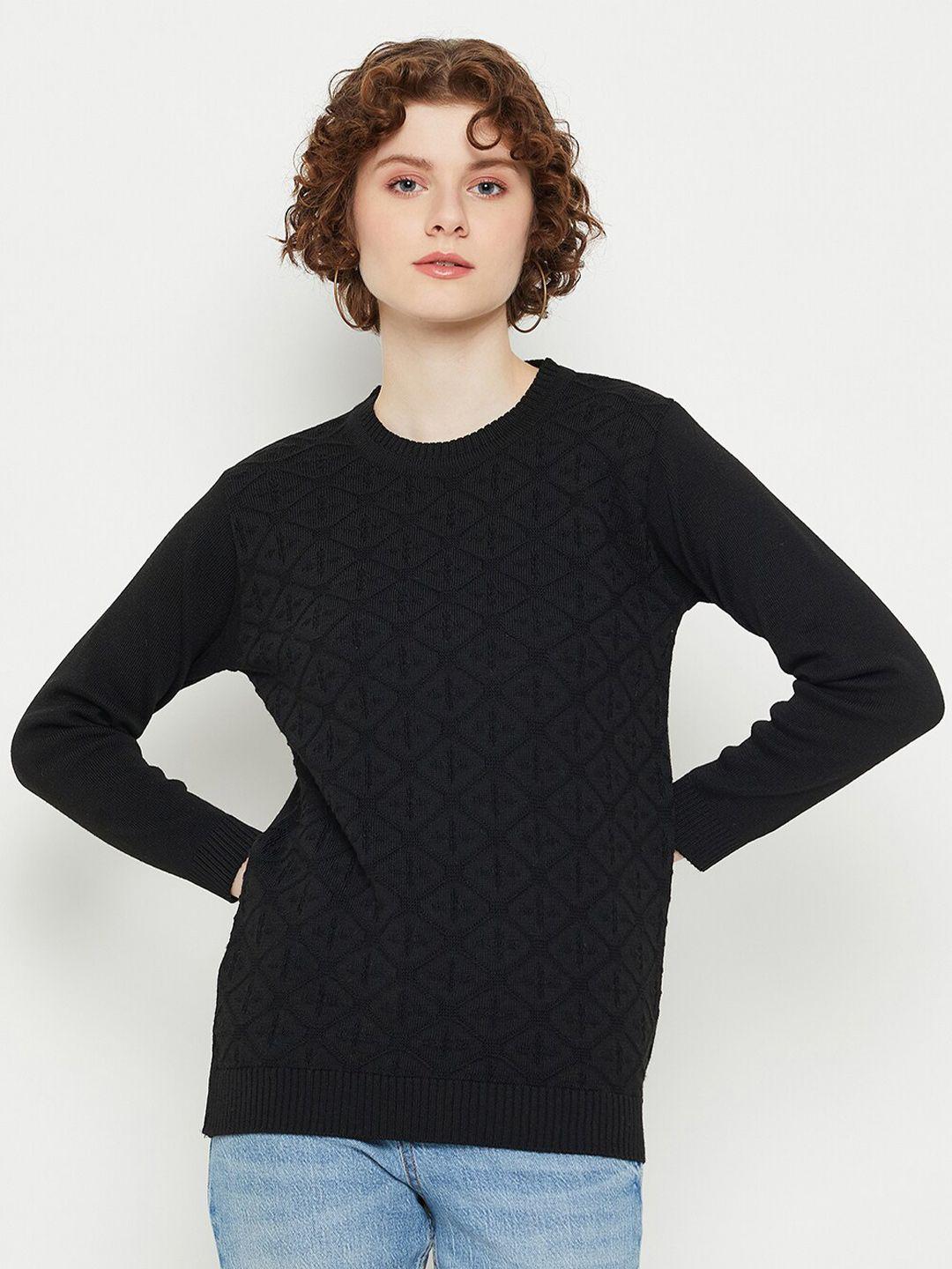 kasma self design round neck woollen pullover