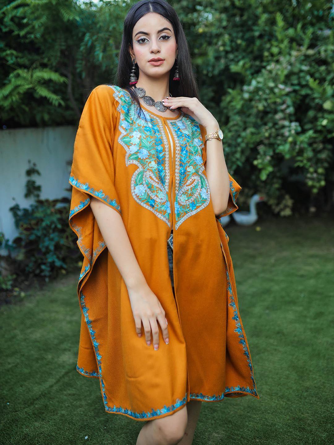 sangria embroidered acrylic kaftan dress