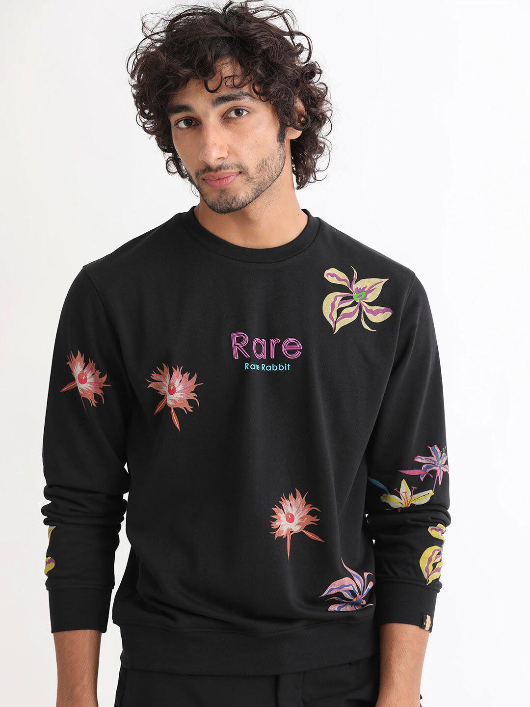 rare rabbit floral printed cotton sweatshirt