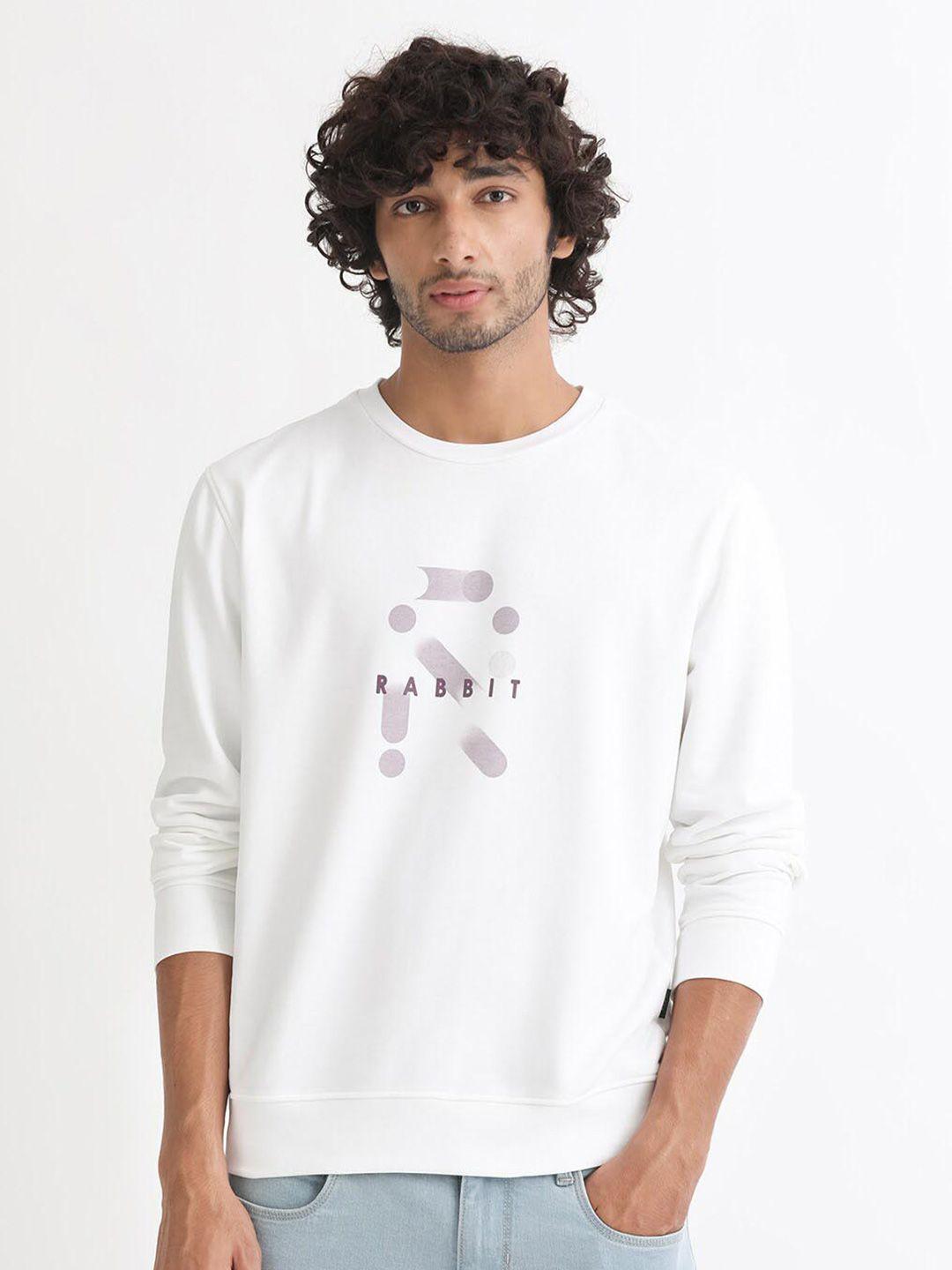 rare rabbit typography printed long sleeves cotton sweatshirt