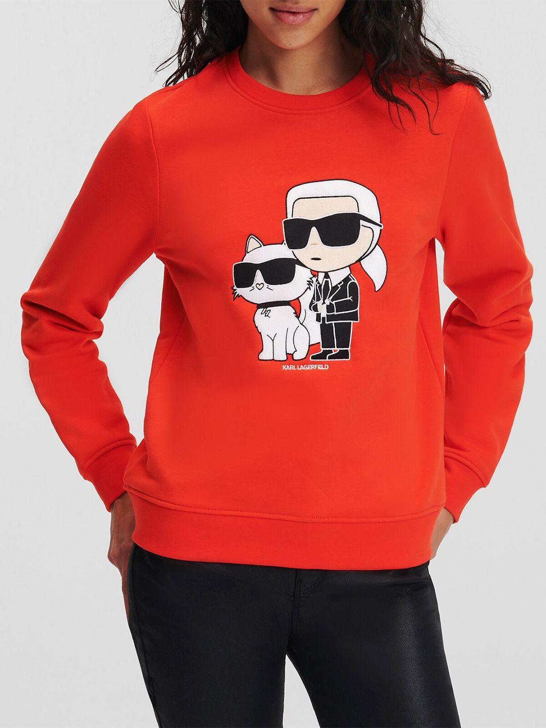 karl lagerfeld graphic printed cotton pullover sweatshirt