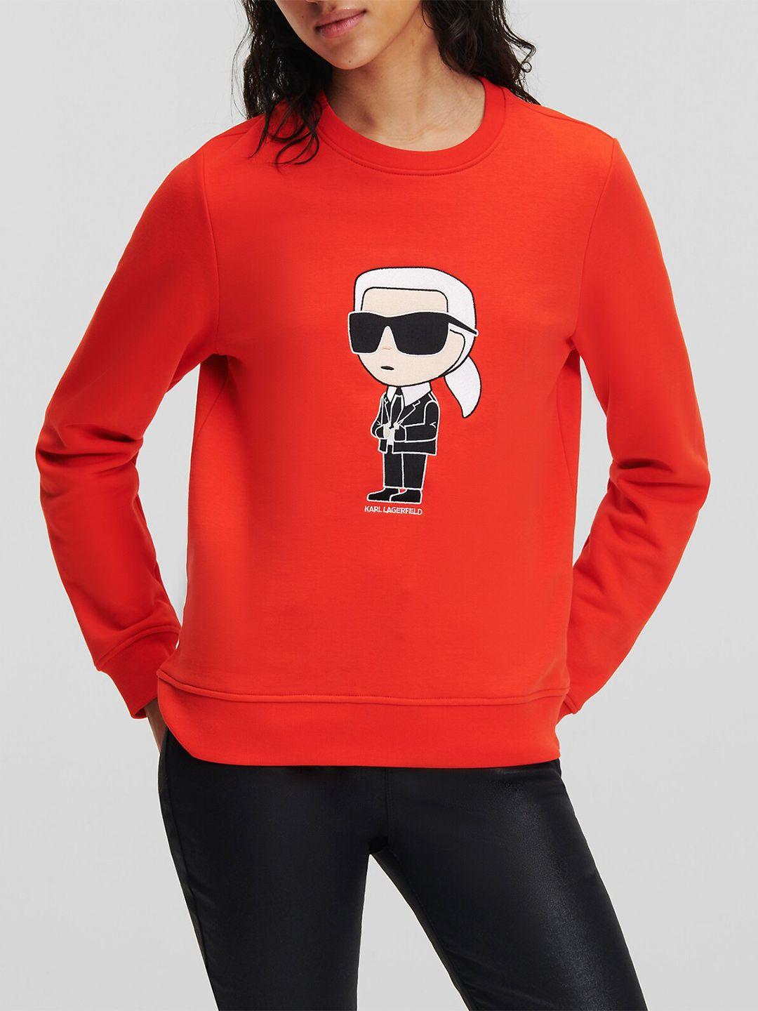 karl lagerfeld graphic printed cotton pullover sweatshirt