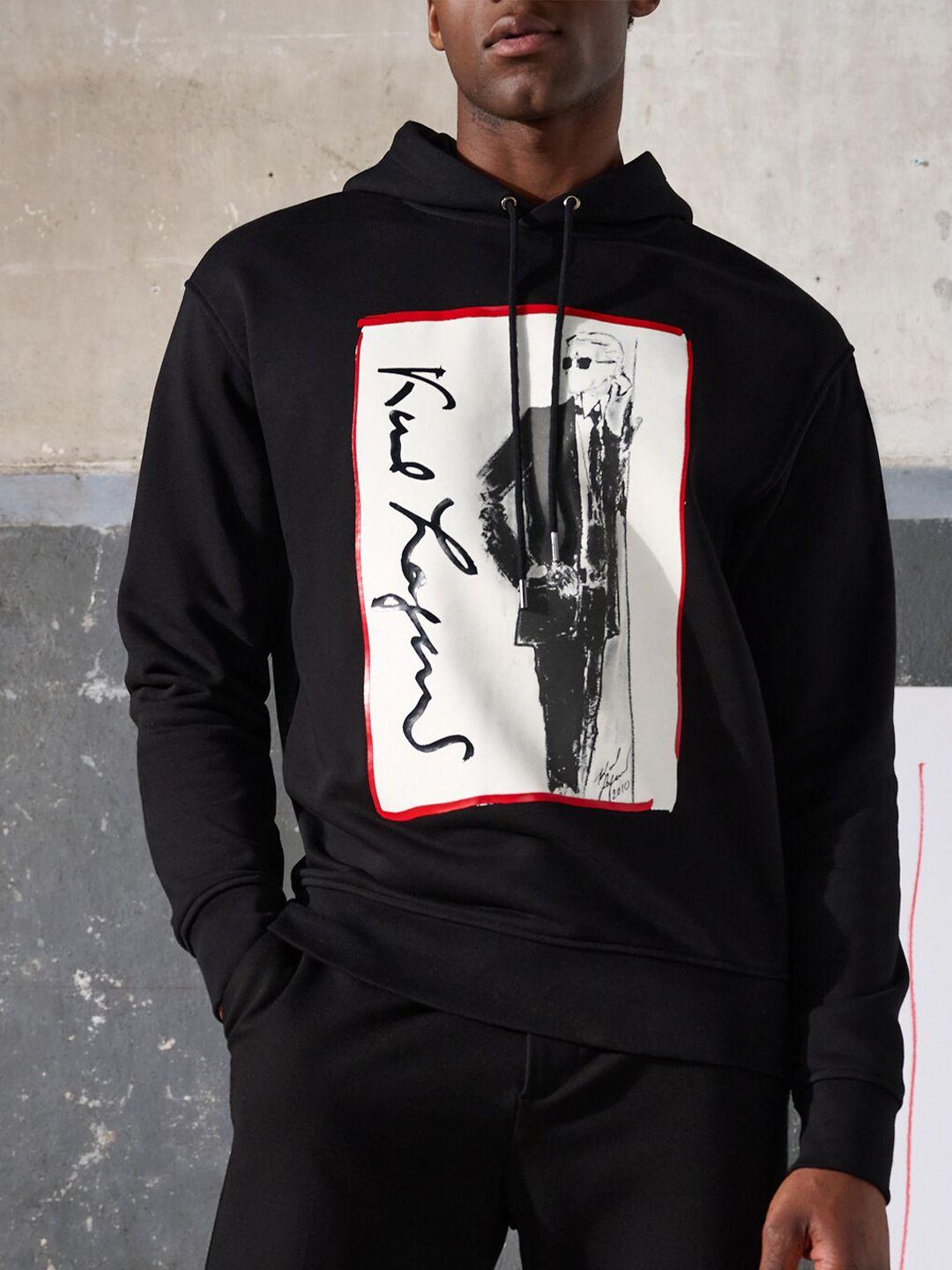 karl lagerfeld graphic printed cotton pullover sweatshirt