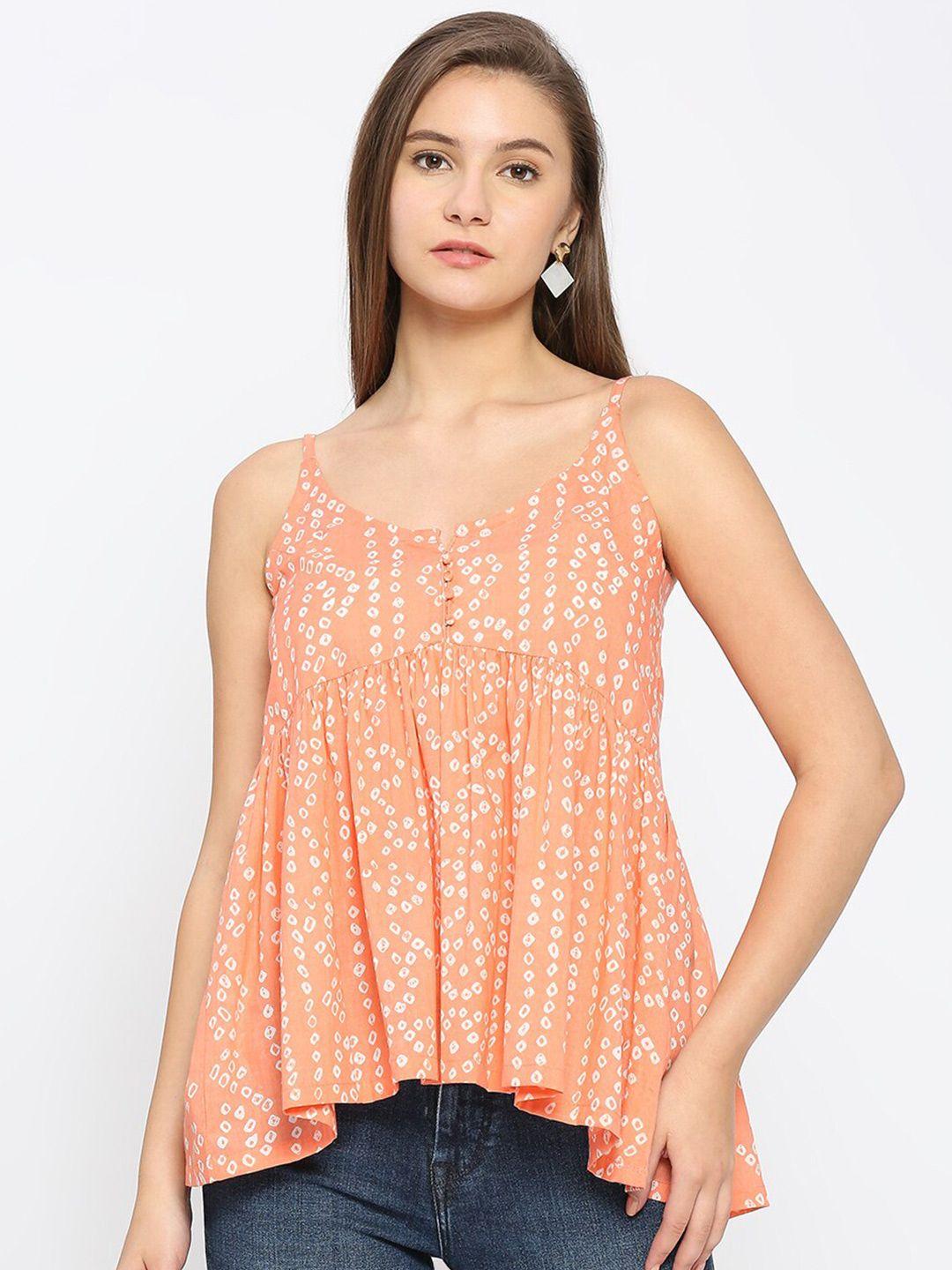 anuthi orange embellished ethnic cotton top