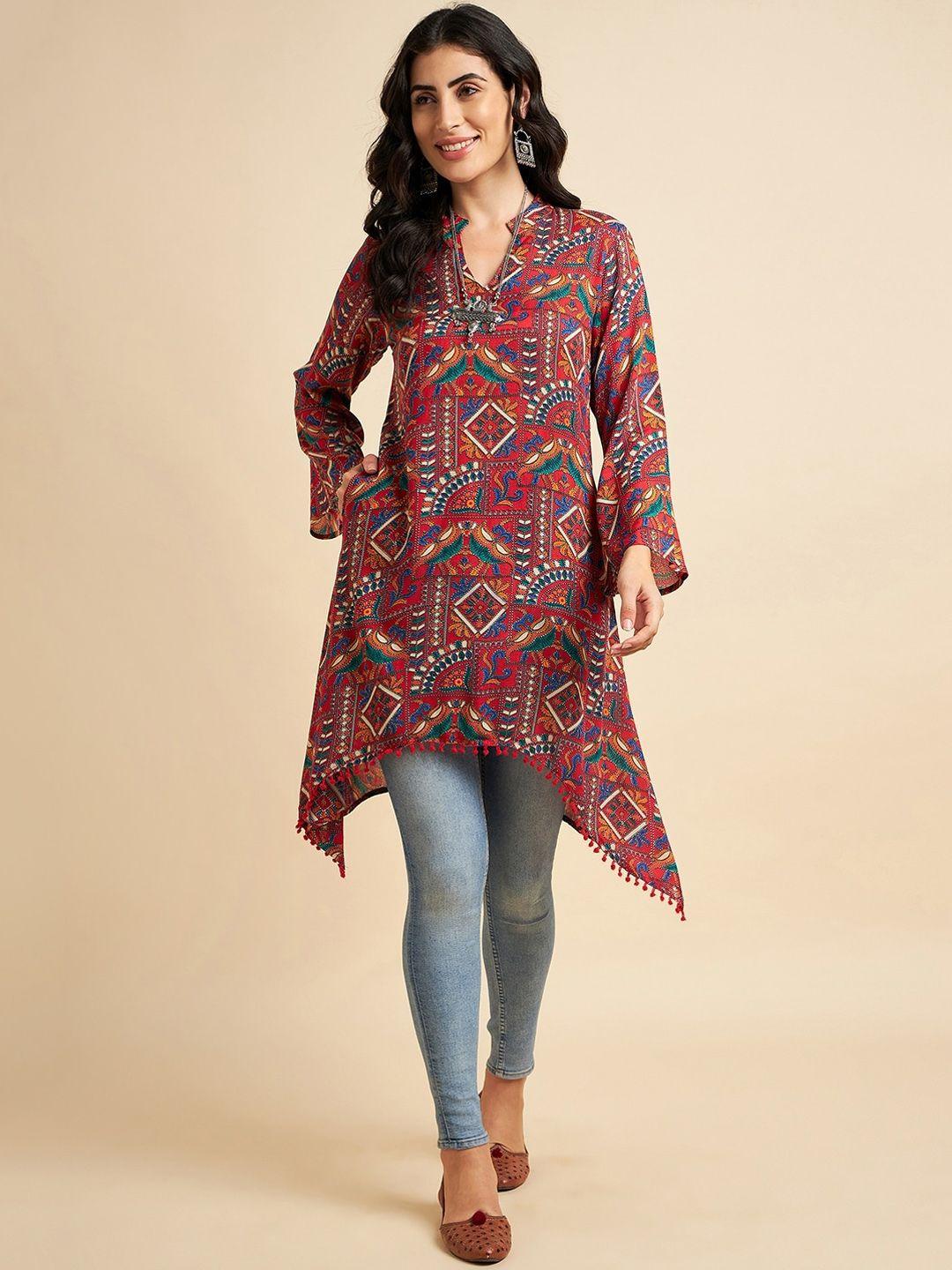 azira ethnic motifs printed flared sleeves a-line kurta