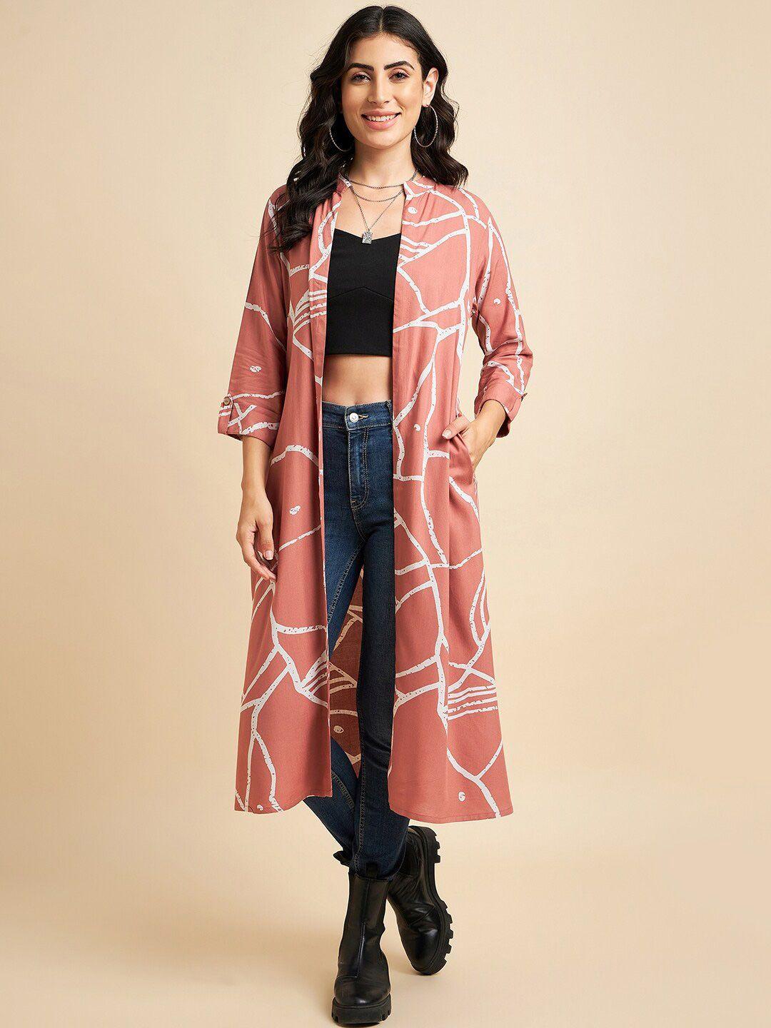 azira abstract printed longline shrug