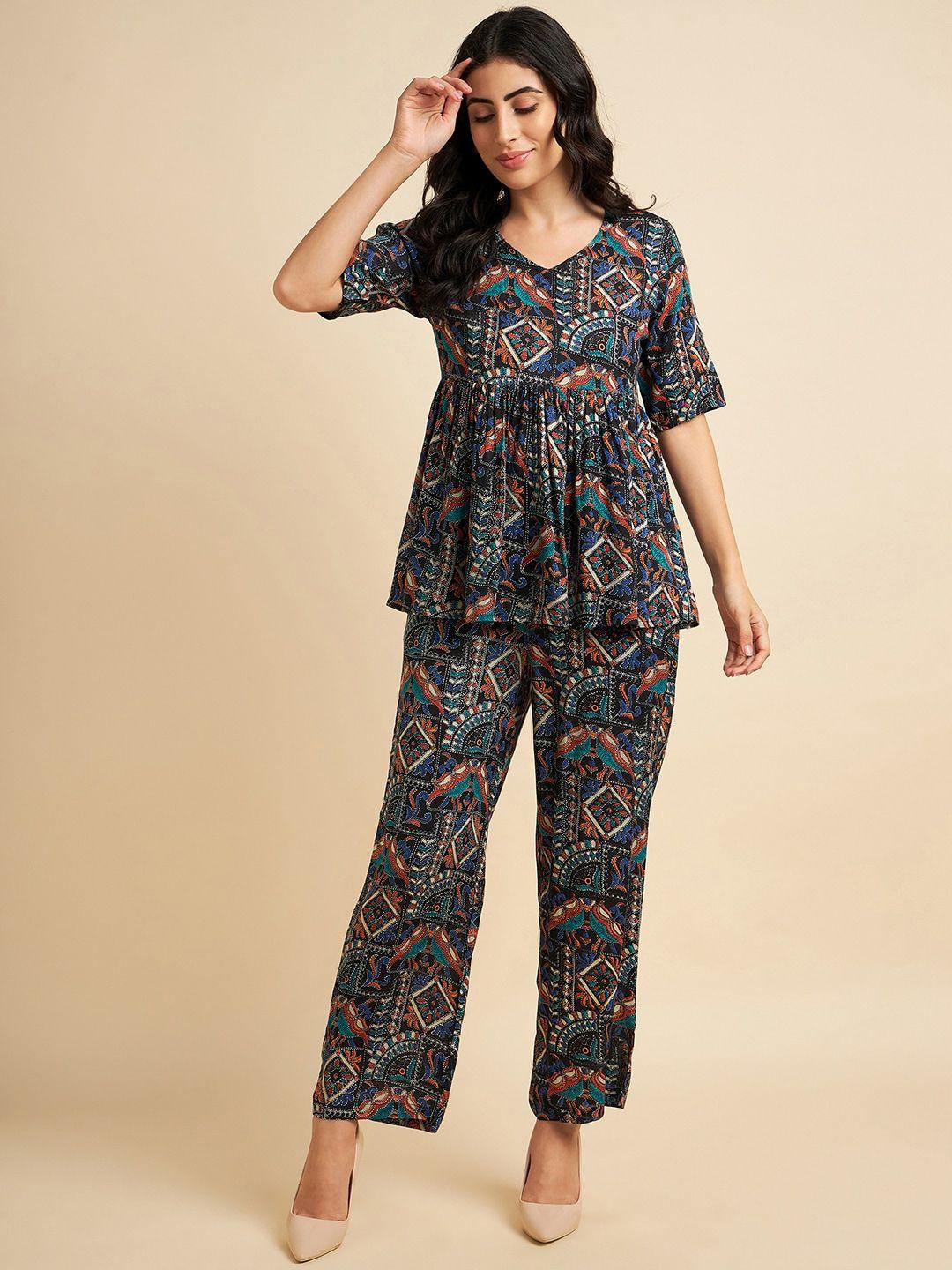 azira printed tunic & trousers co-ords