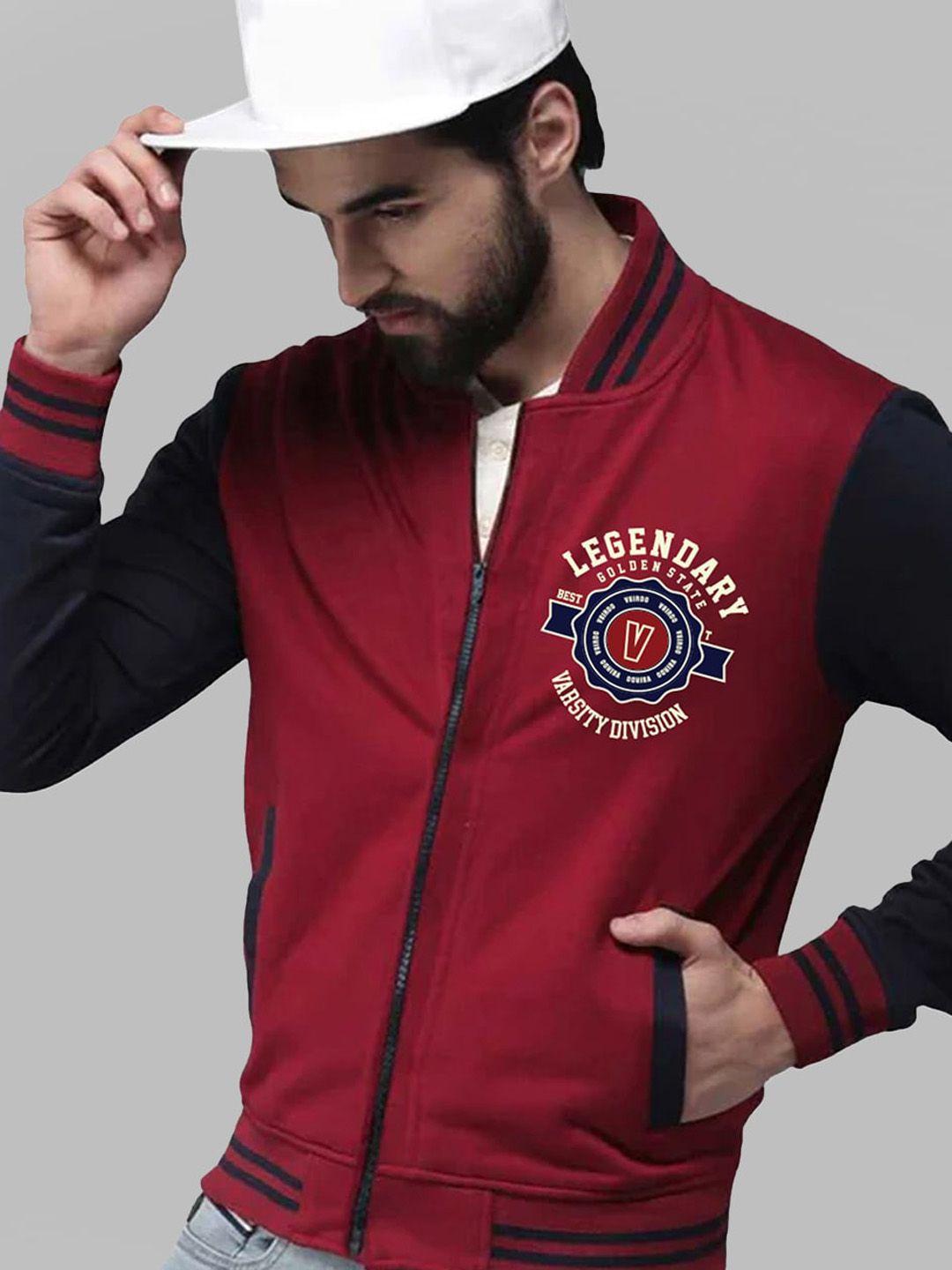 veirdo mock collar fleece varsity jacket