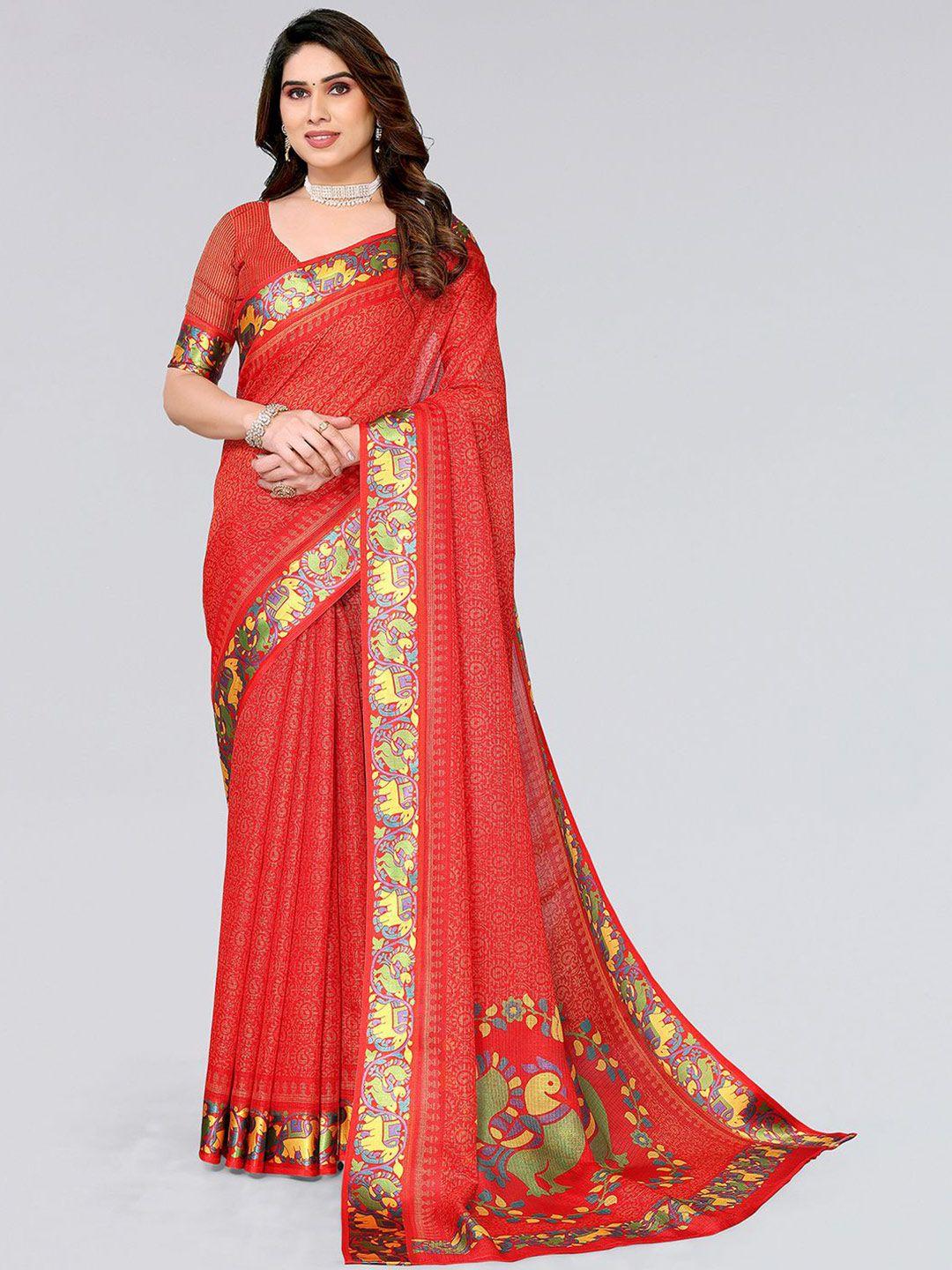 siril paisley printed jute cotton saree