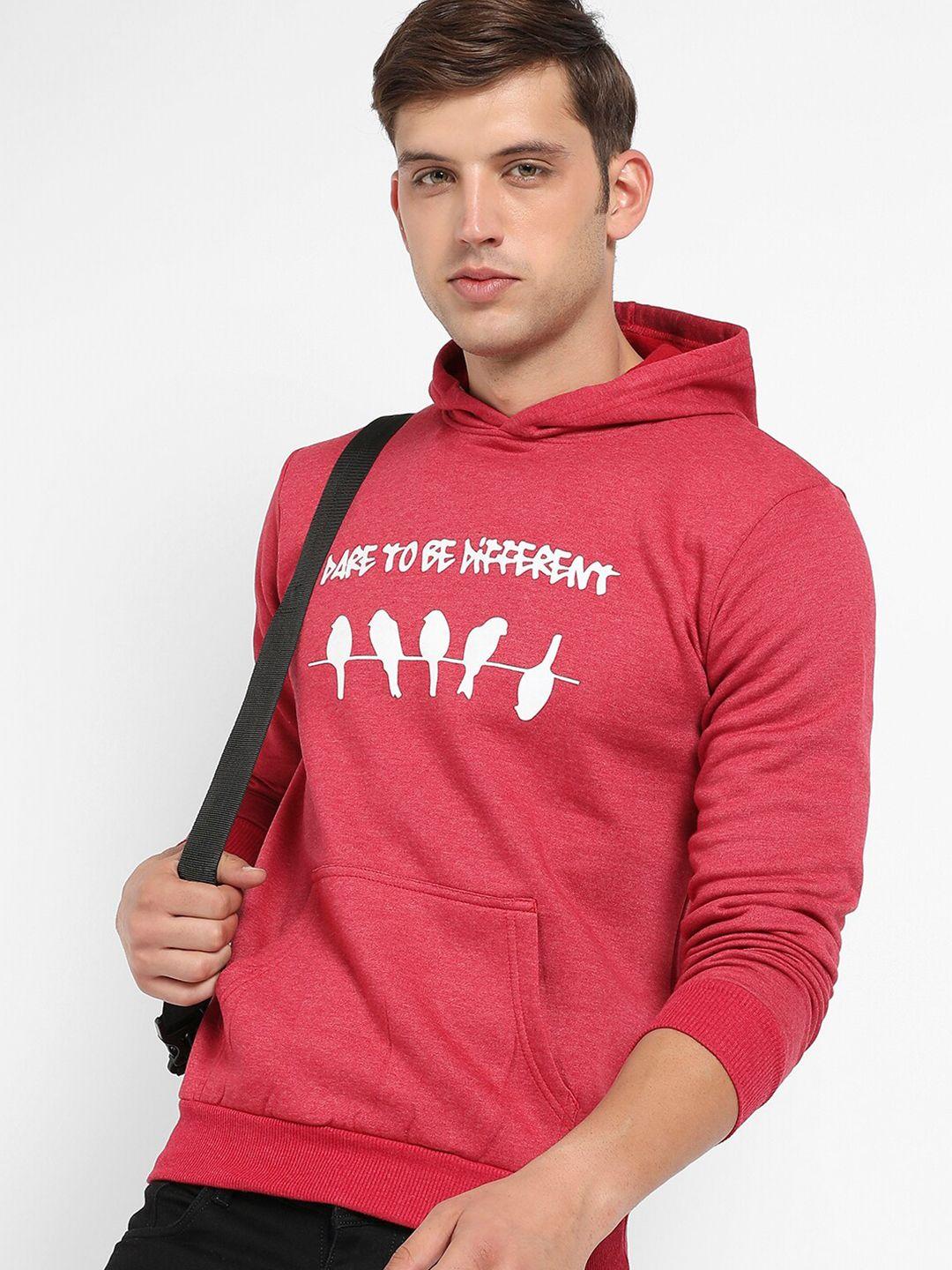 campus sutra typographic printed hooded cotton pullover sweatshirt