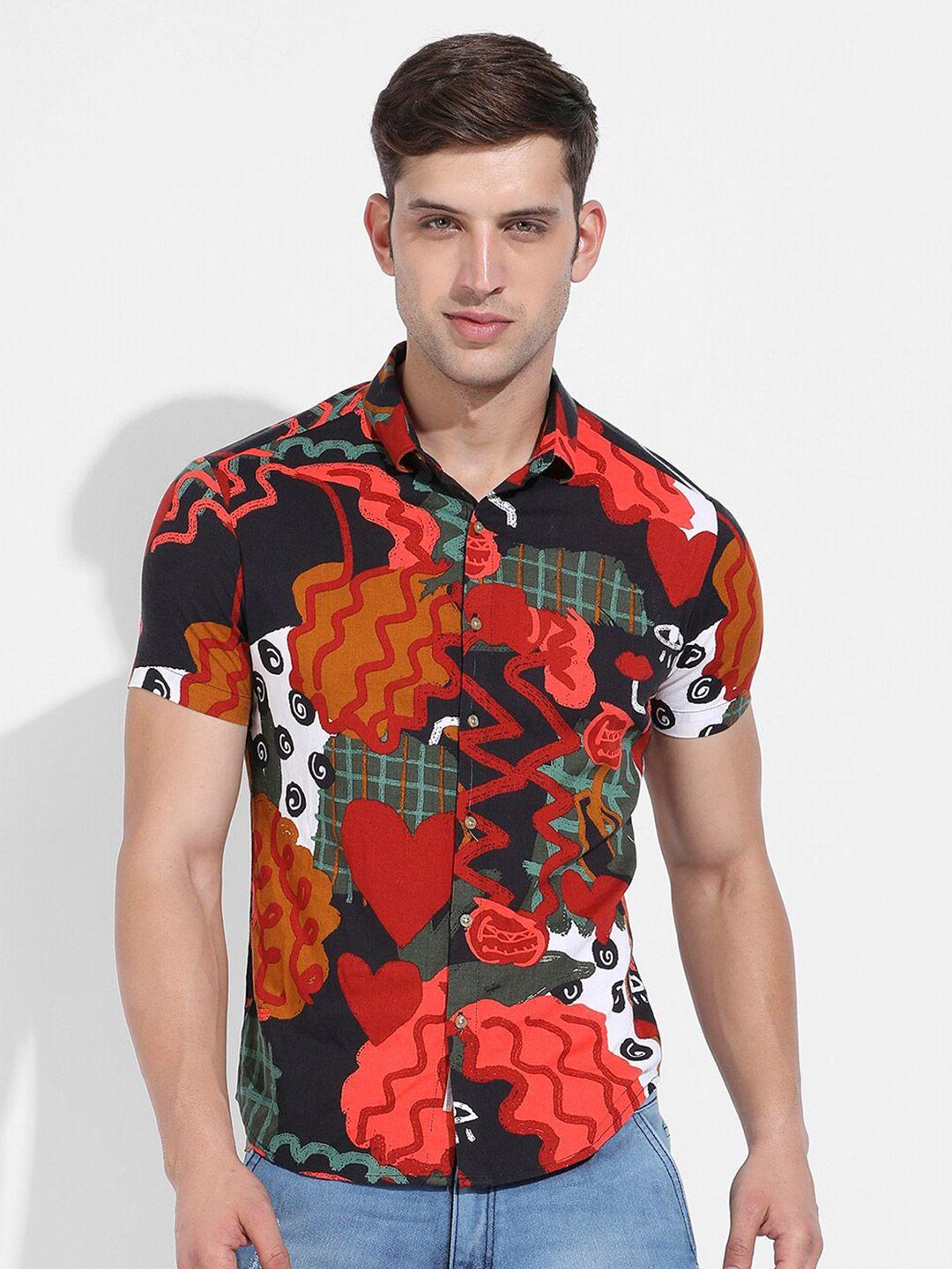 campus sutra classic abstract printed casual shirt