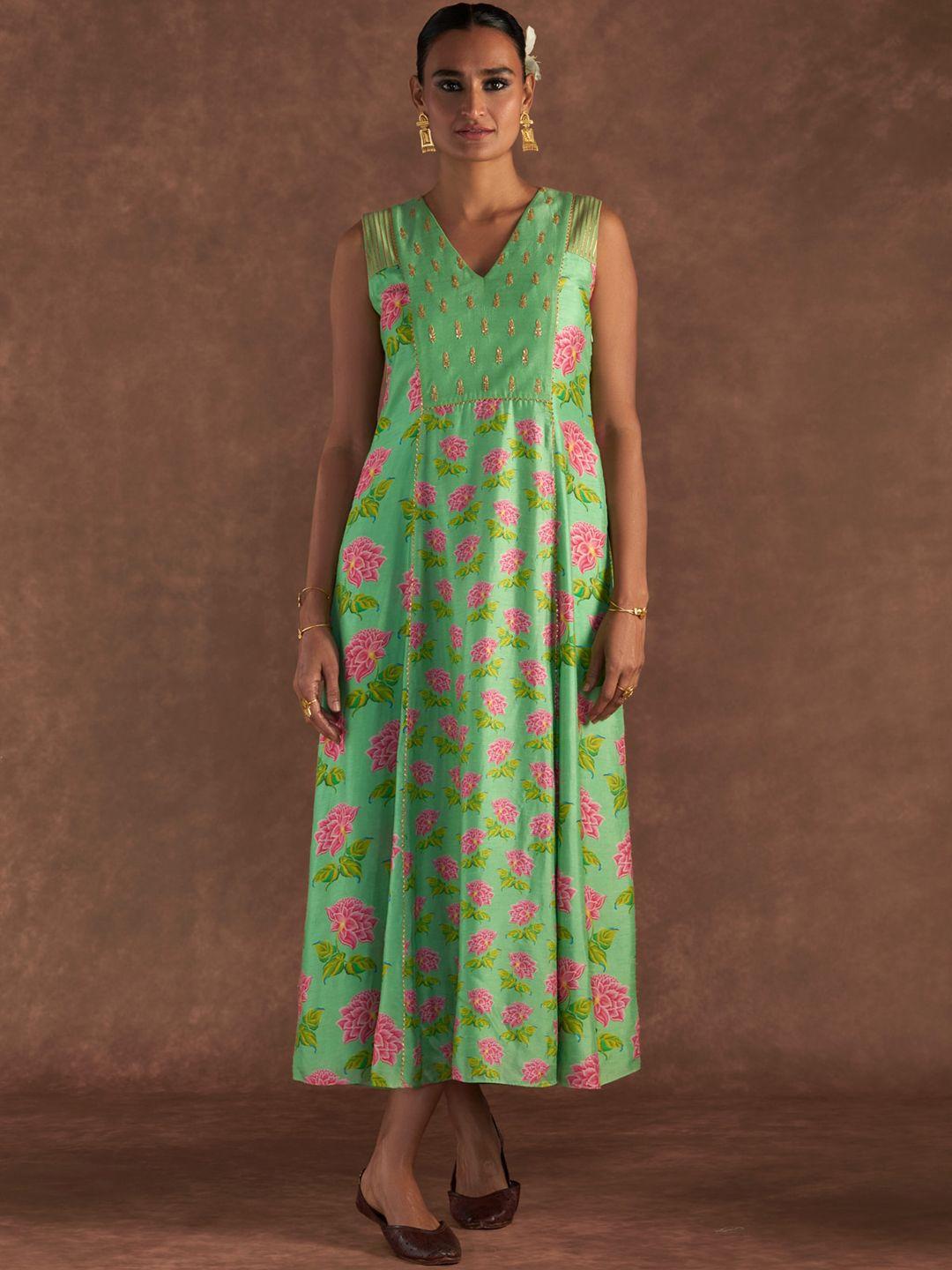 masaba floral printed a-line maxi ethnic dress